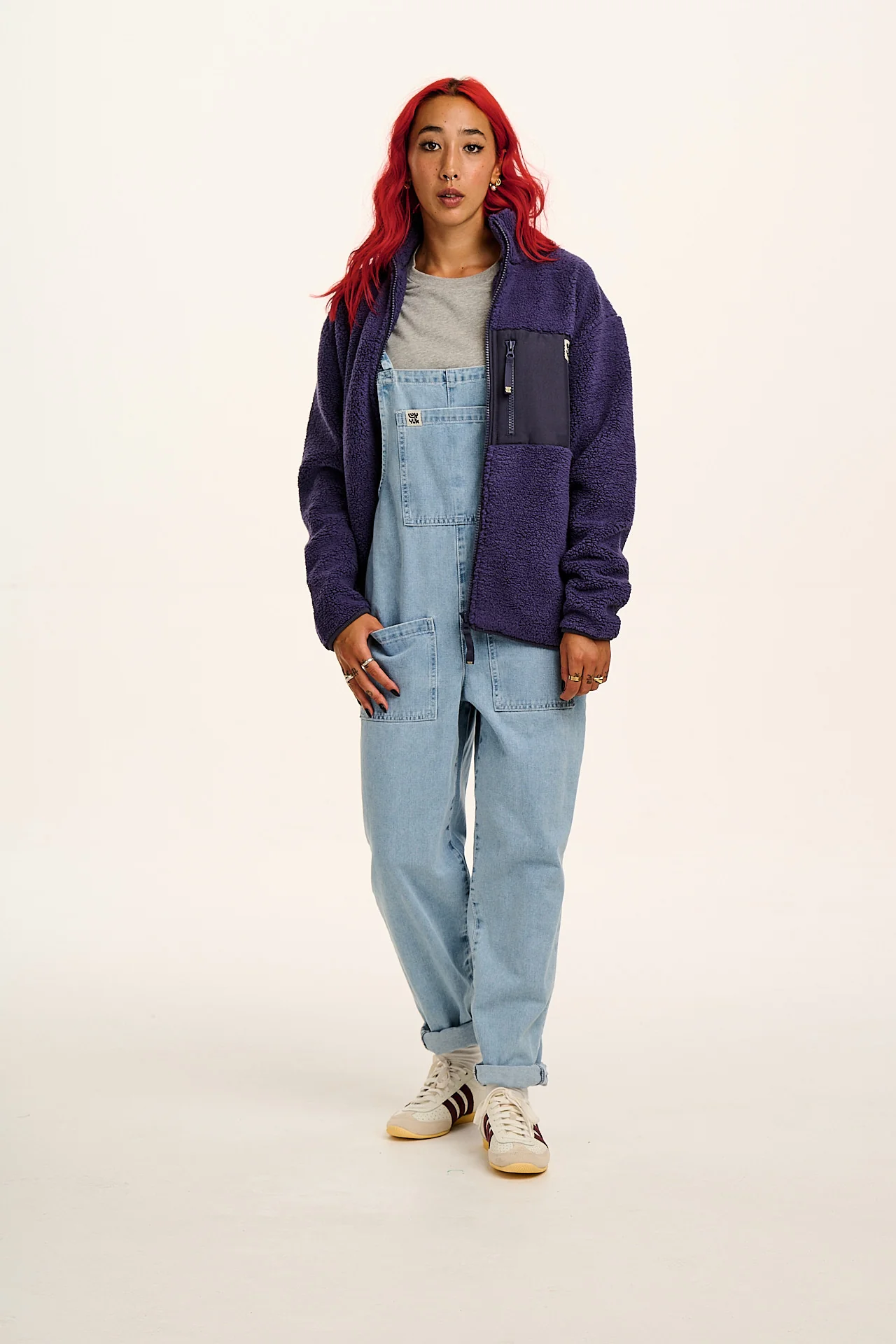 Harper - Borg Fleece Jacket in Blueberry