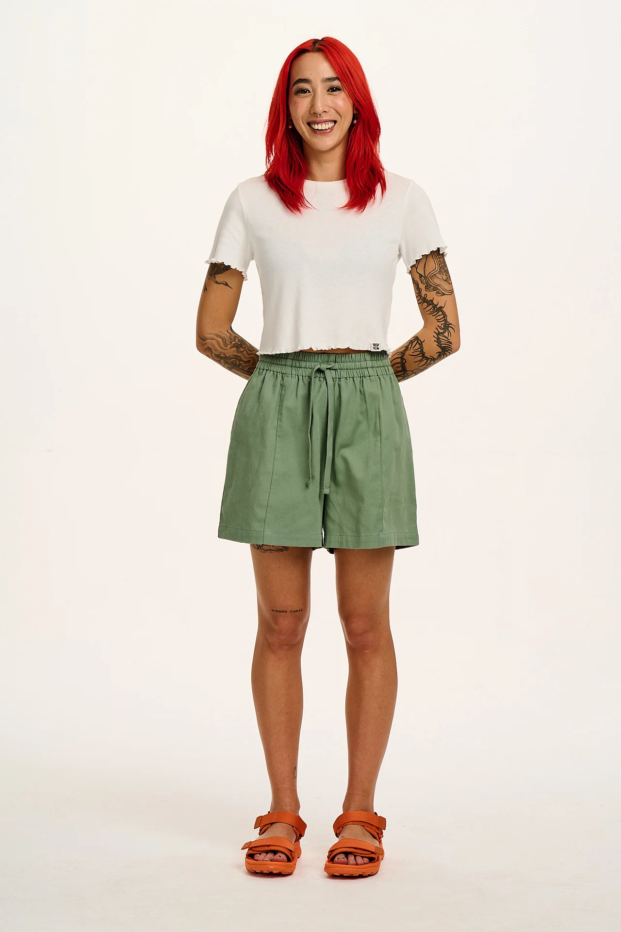 Greta - Cropped Cotton Top in Ecru