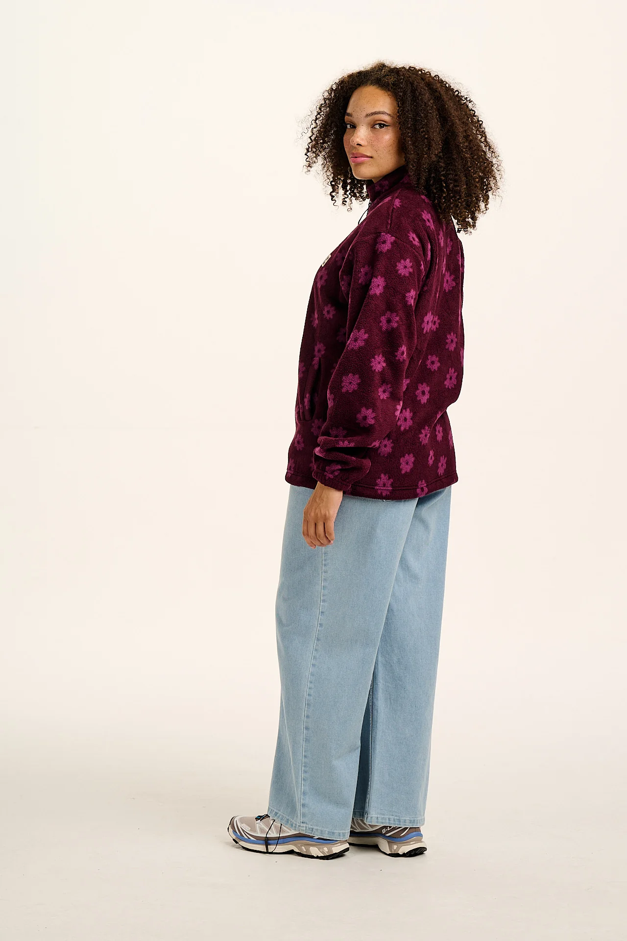 Stevie - Fleece in Purple Delano Floral Print