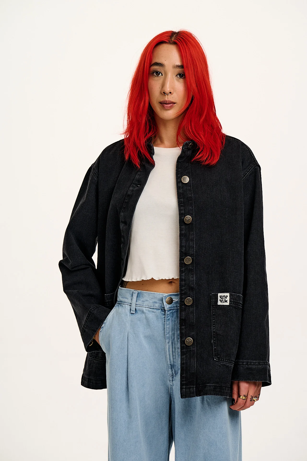 Olly - Denim Jacket in Washed Black