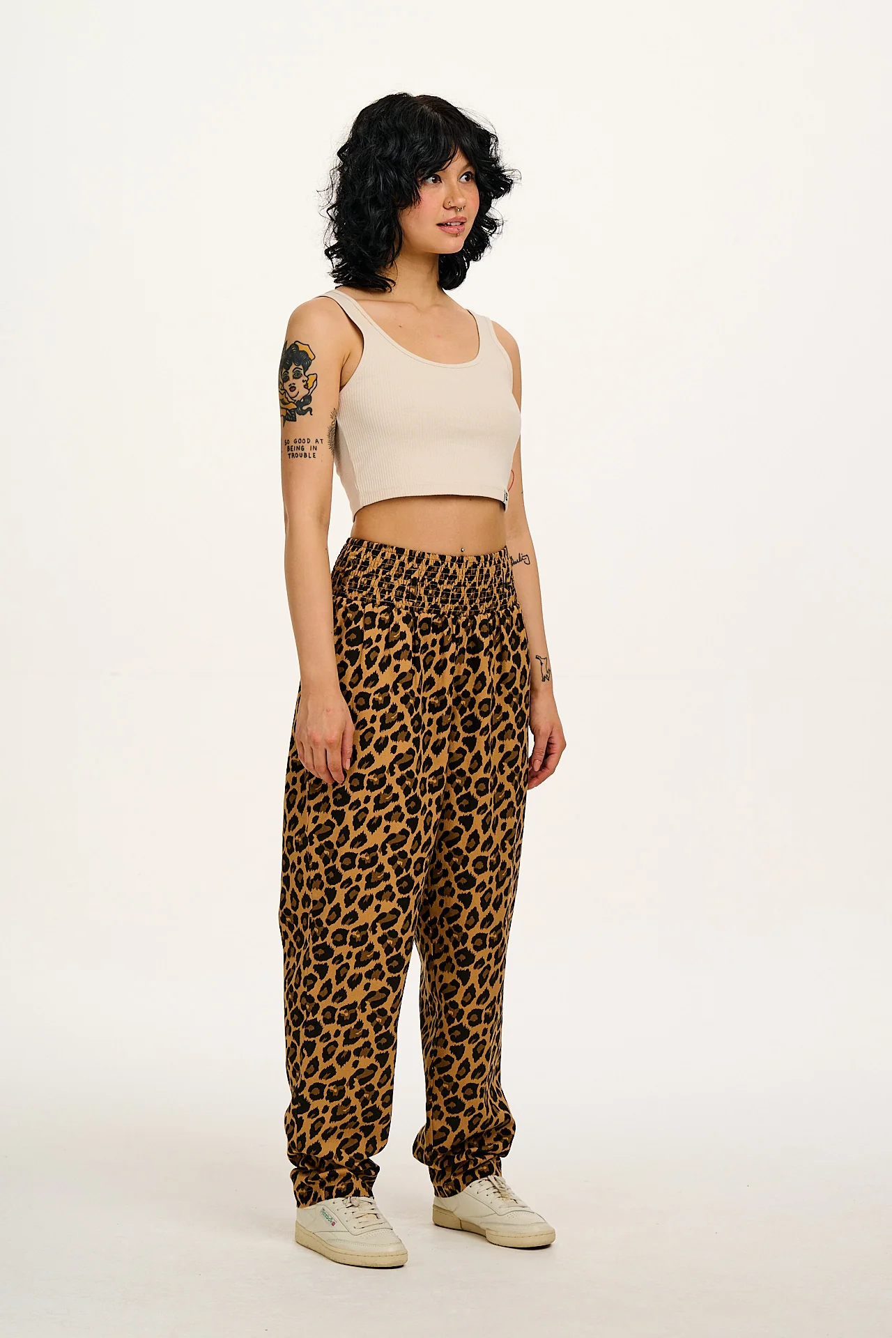 Alexa - Cotton Trousers in Leopard Print