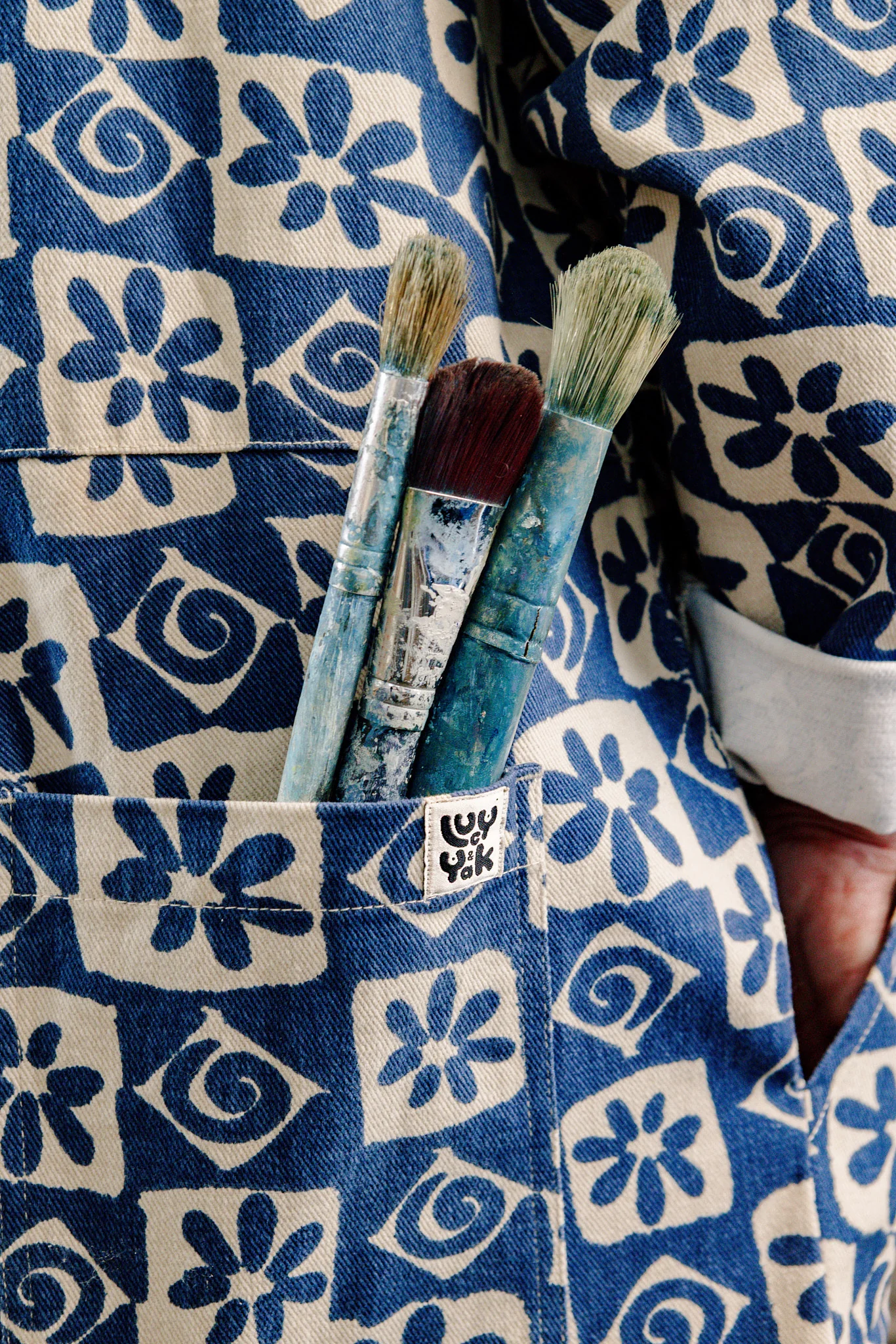 Arendal - Cotton Jumpsuit in Blue Floral Check Print