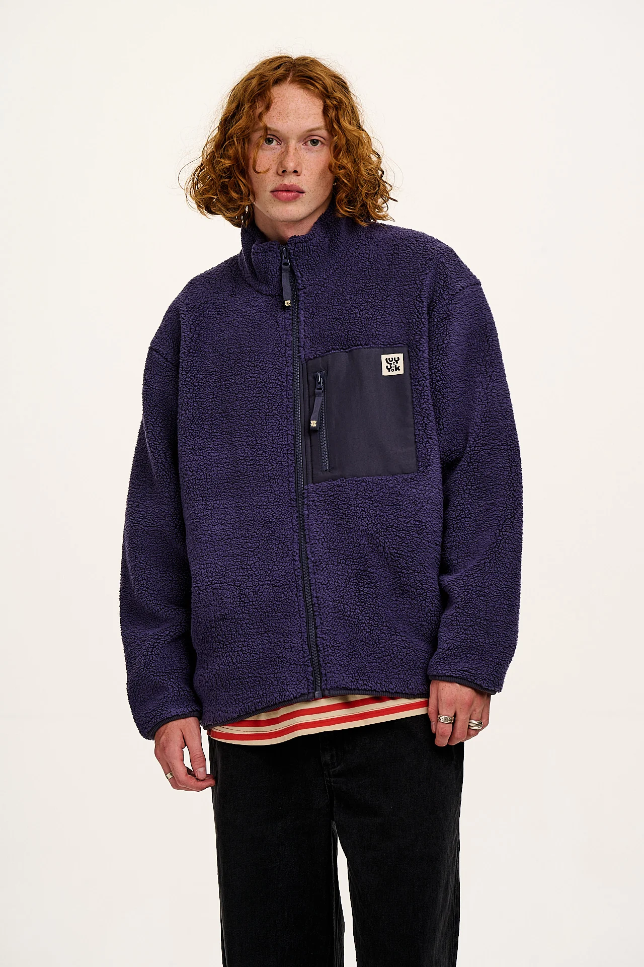 Harper - Borg Fleece Jacket in Blueberry