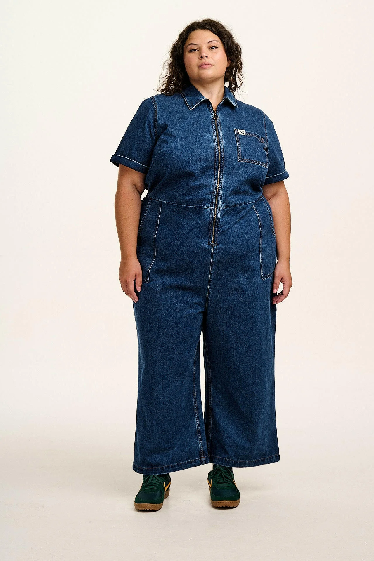 Ragan - Denim Jumpsuit in Mid Wash Blue