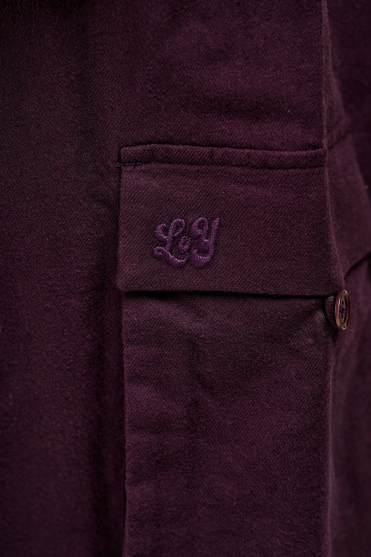 Rumi - Brushed Cotton Barrel Trousers in Plum Perfect