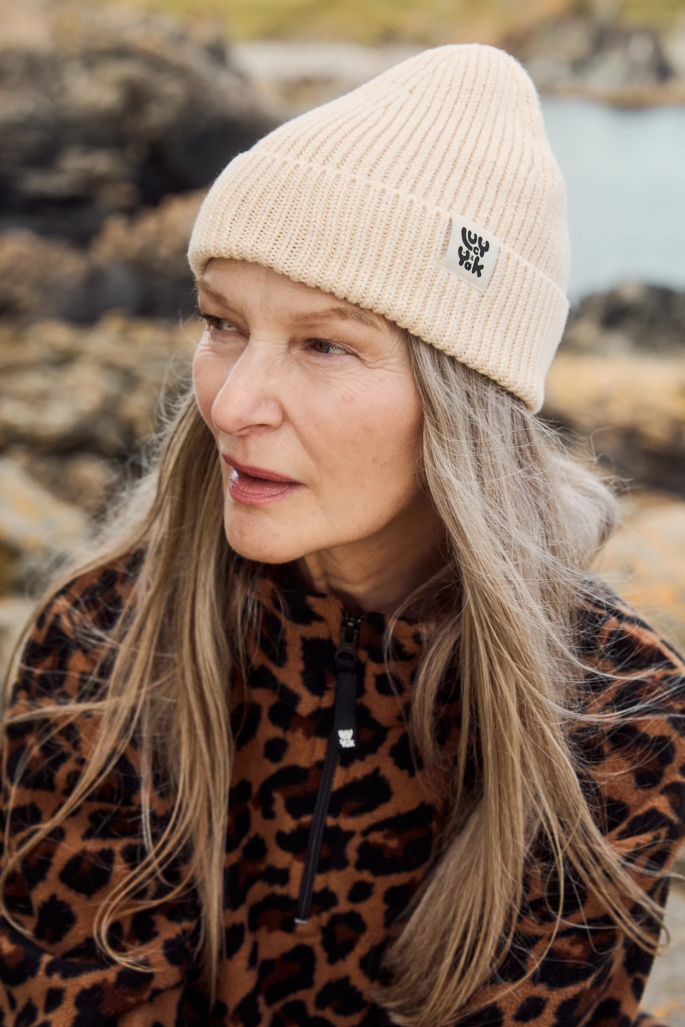 Luca - Knitted Cotton Beanie in Cream