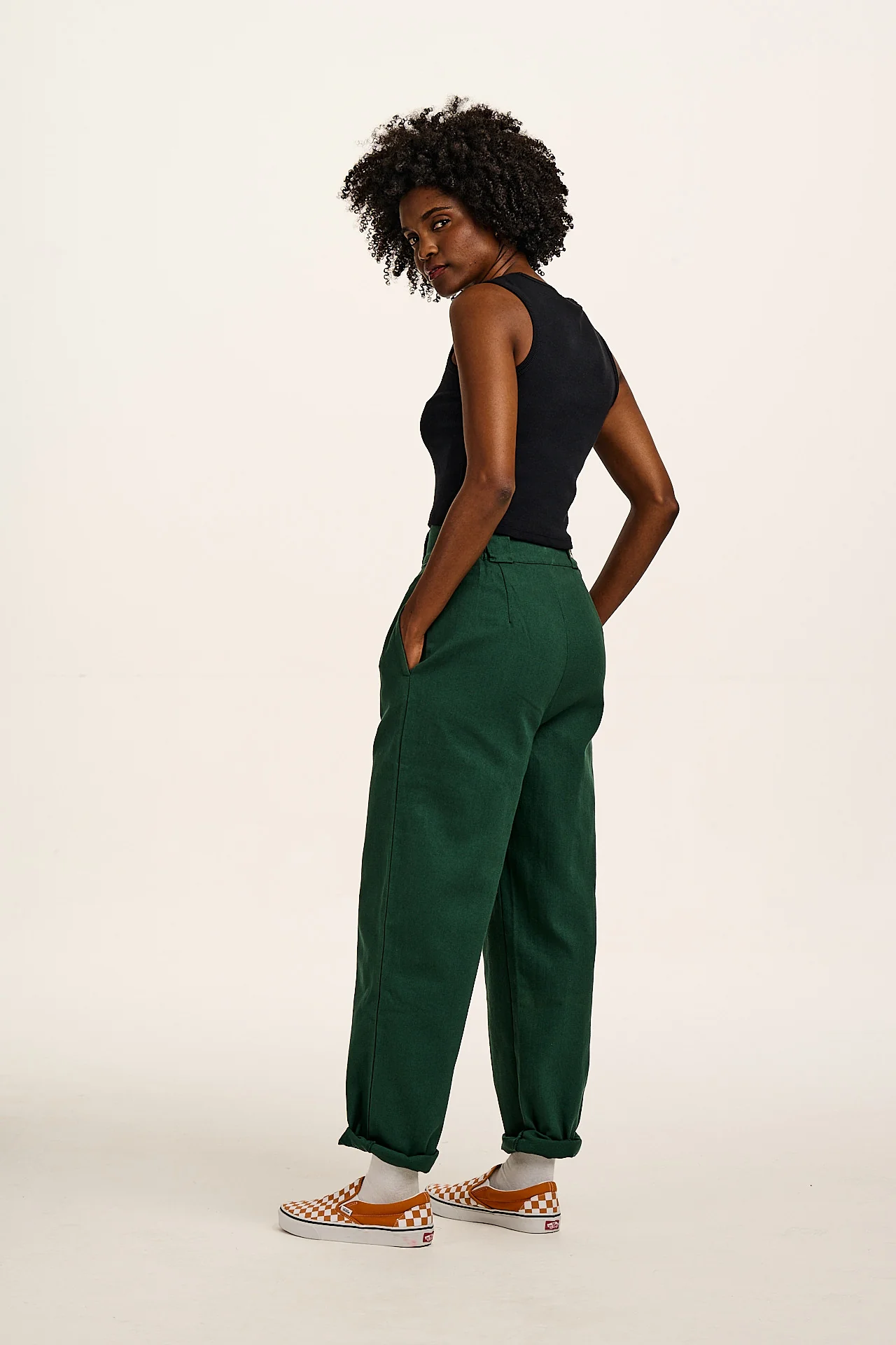 Addison - Cotton Jeans in Posy Green