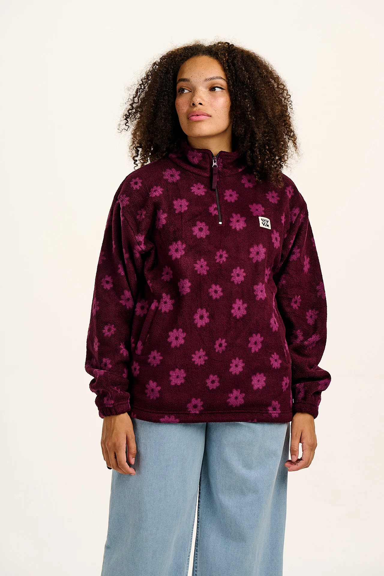 Stevie - Fleece in Purple Delano Floral Print