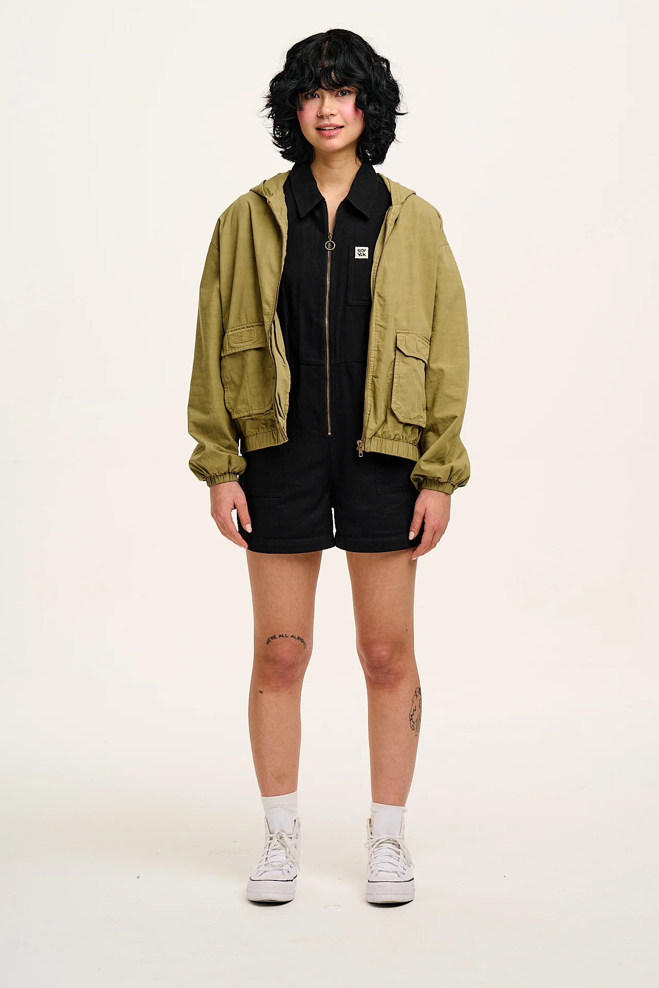 Riley - Cotton Playsuit in Black