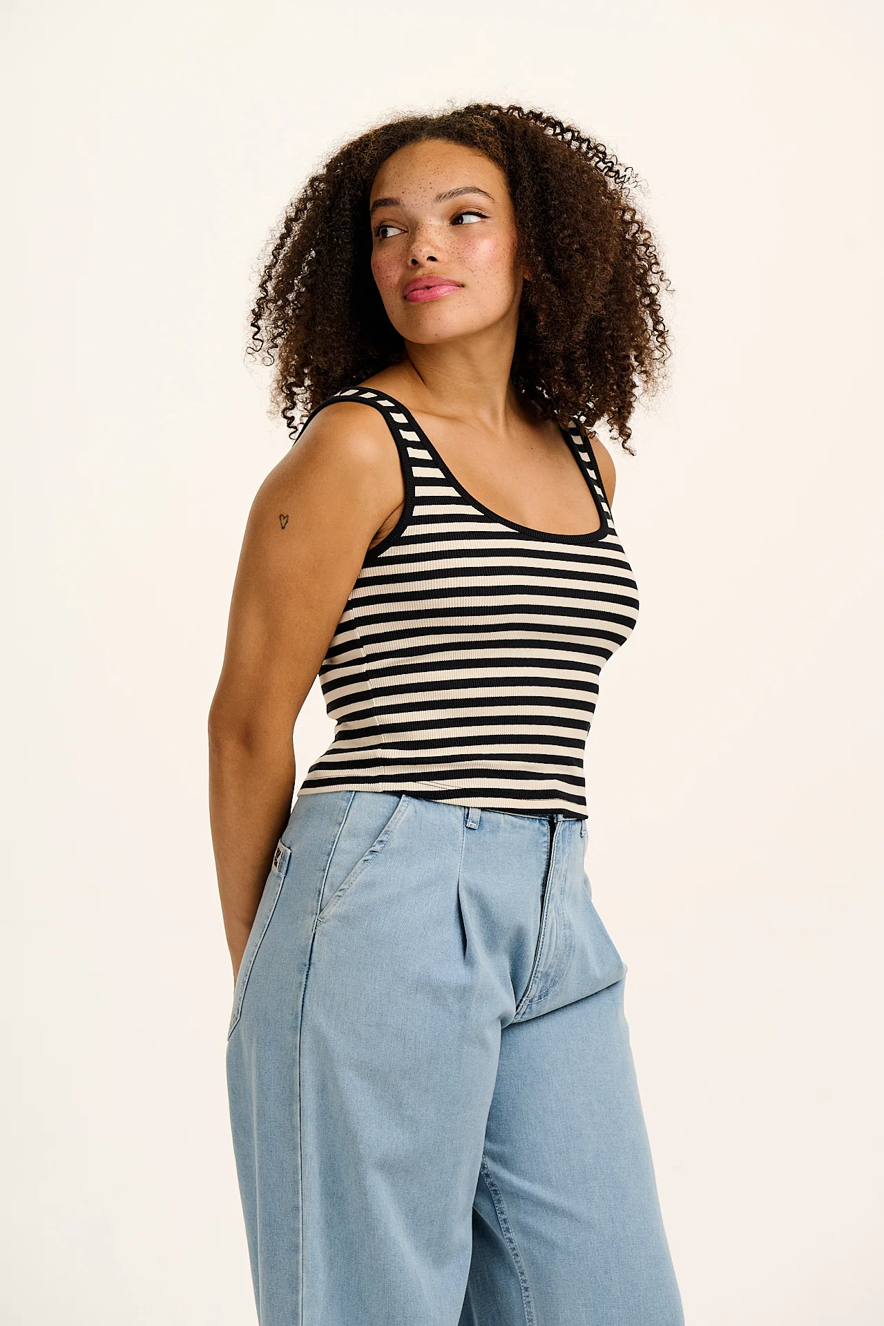 Eden - Vest in Black & White Stripe