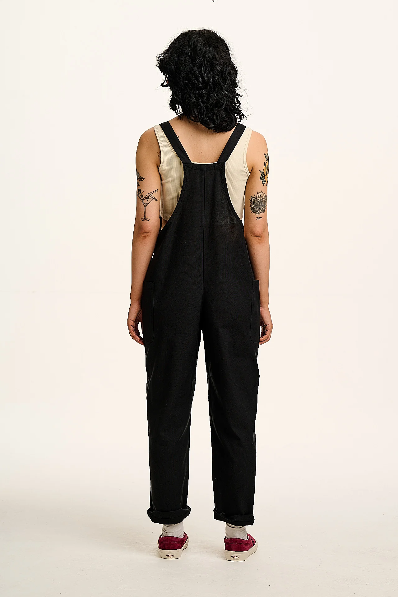 Una - Cotton Dungarees in Black