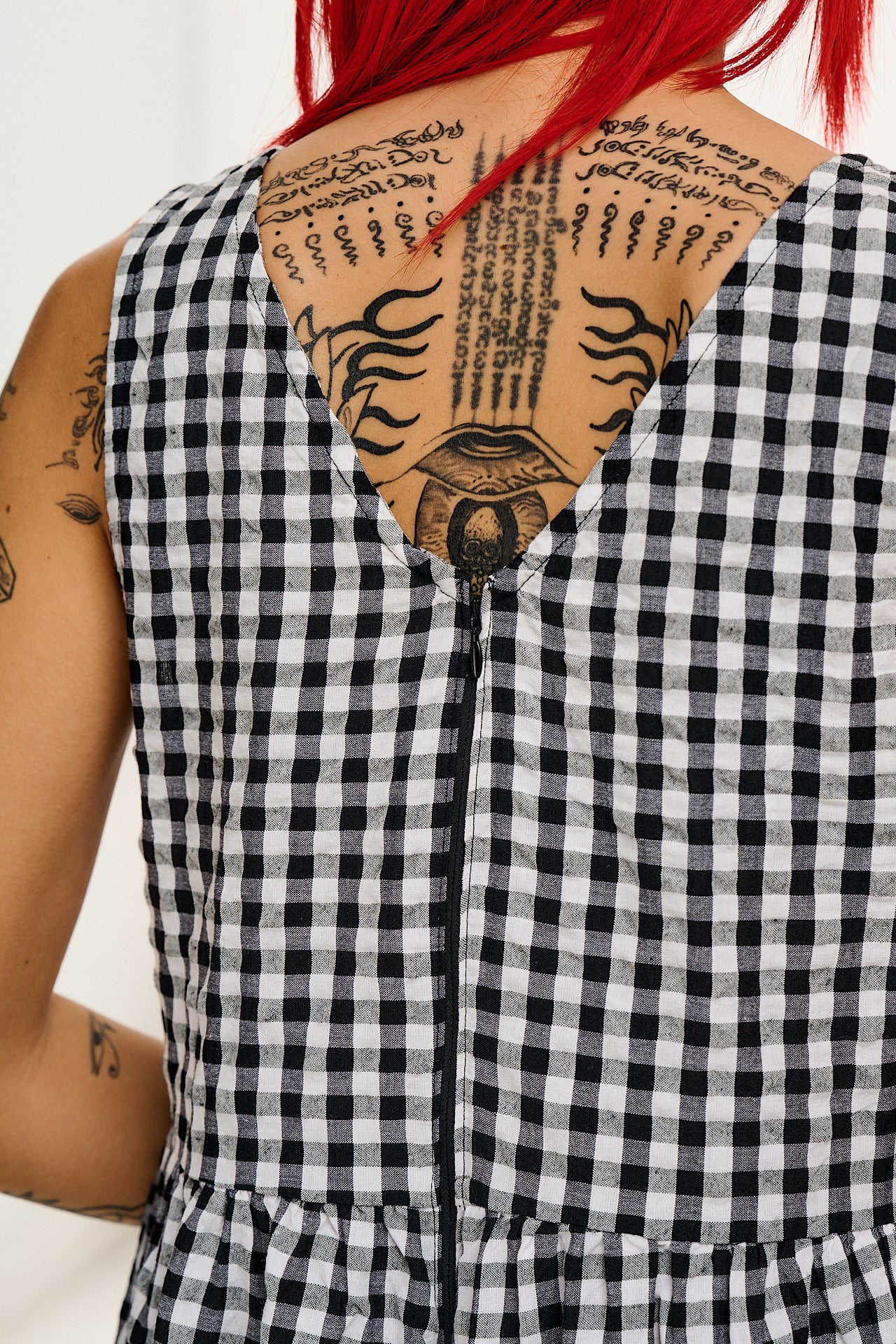 Bellamy - Wide Leg Cotton Jumpsuit in Black & White Gingham