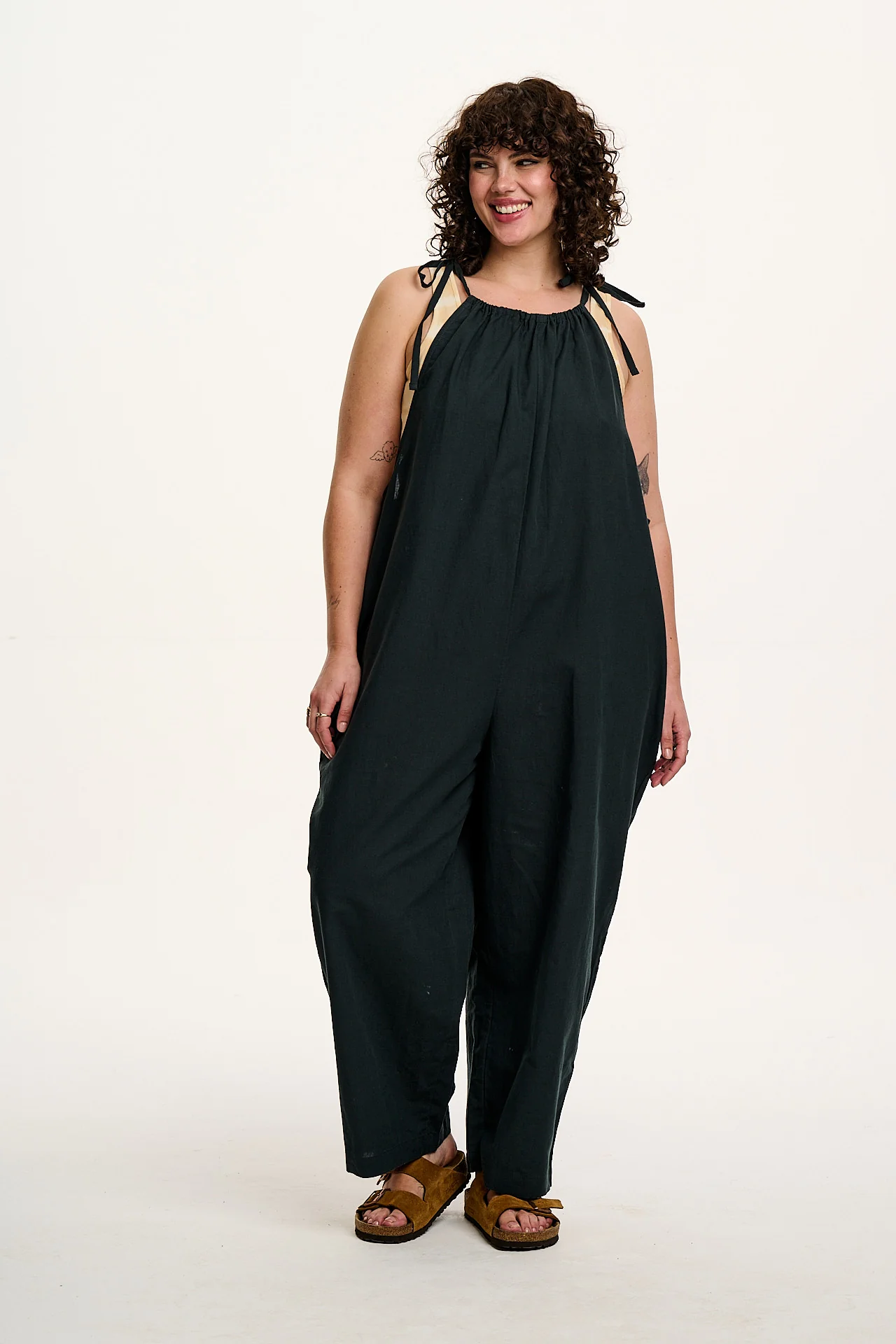 Ramona - Cotton & Linen Jumpsuit in Black