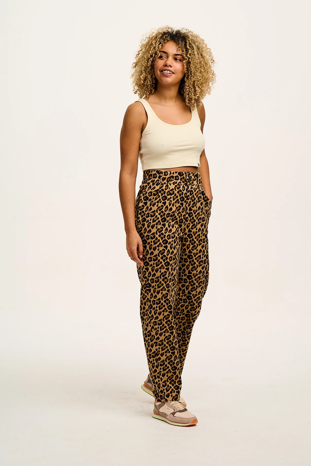 Addison - Cotton Jeans in Leopard Print