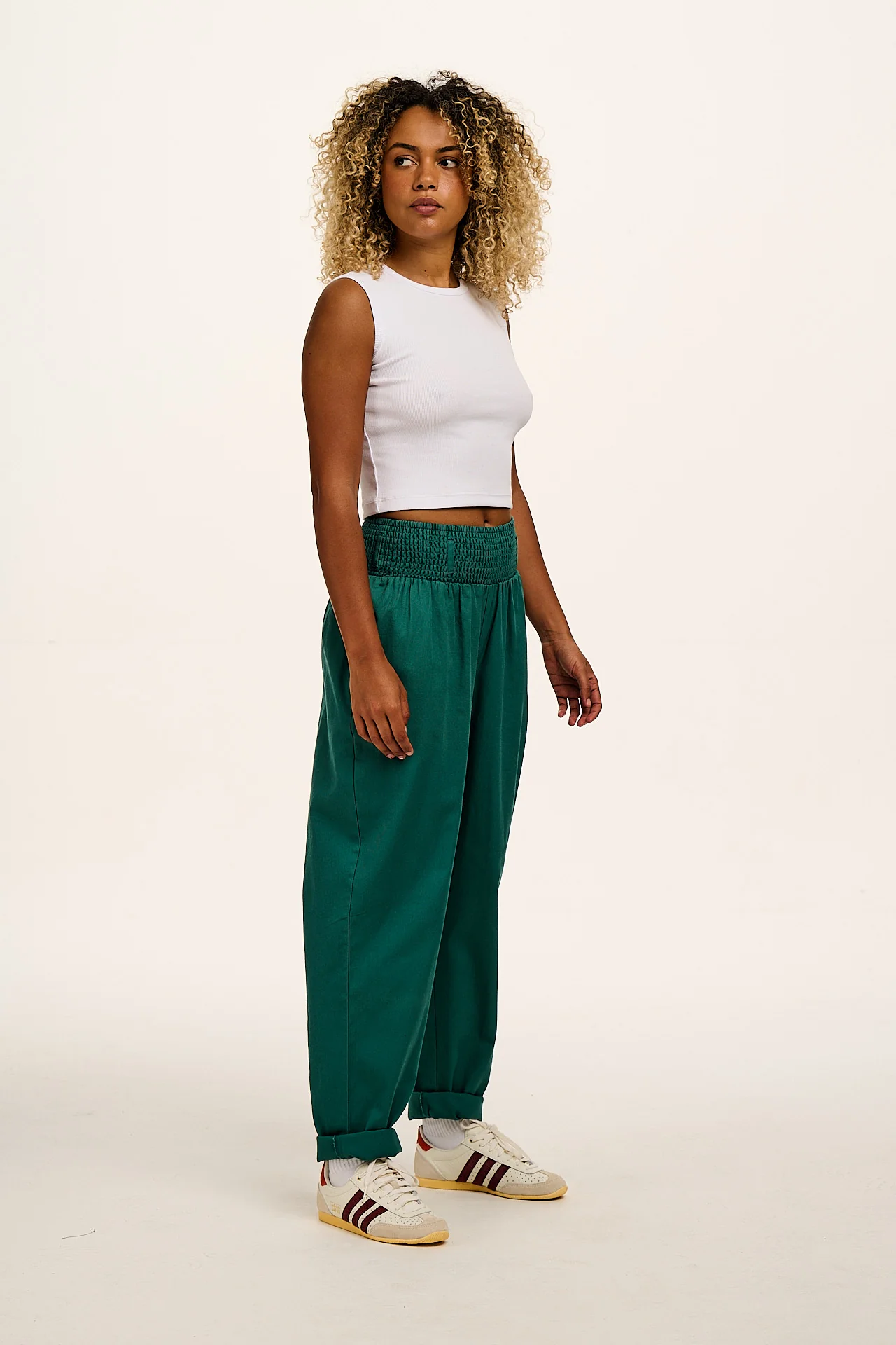 Alexa - Cotton Trousers in Teal