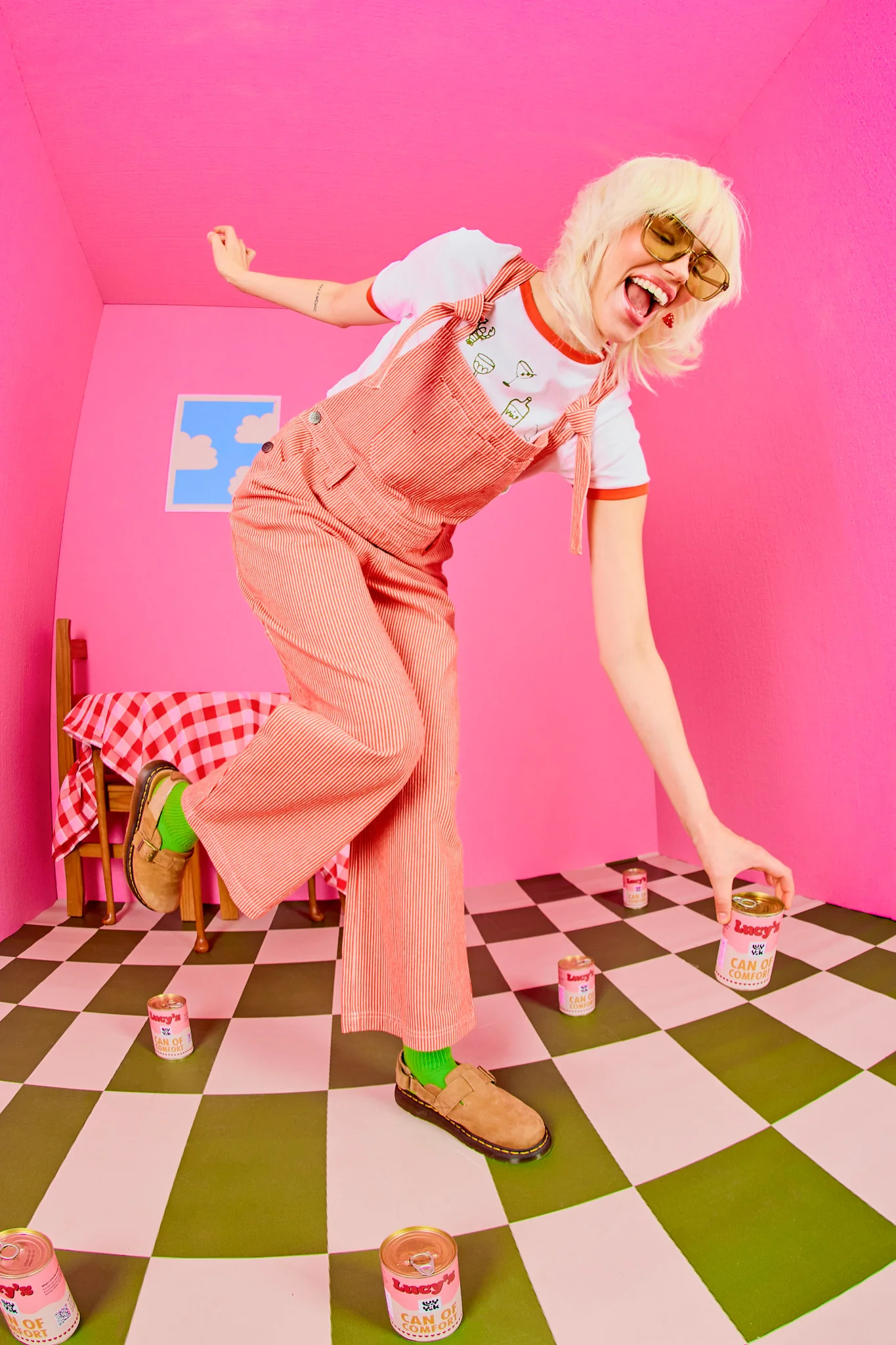 Mullen - Dungarees in Red Hickory Stripe