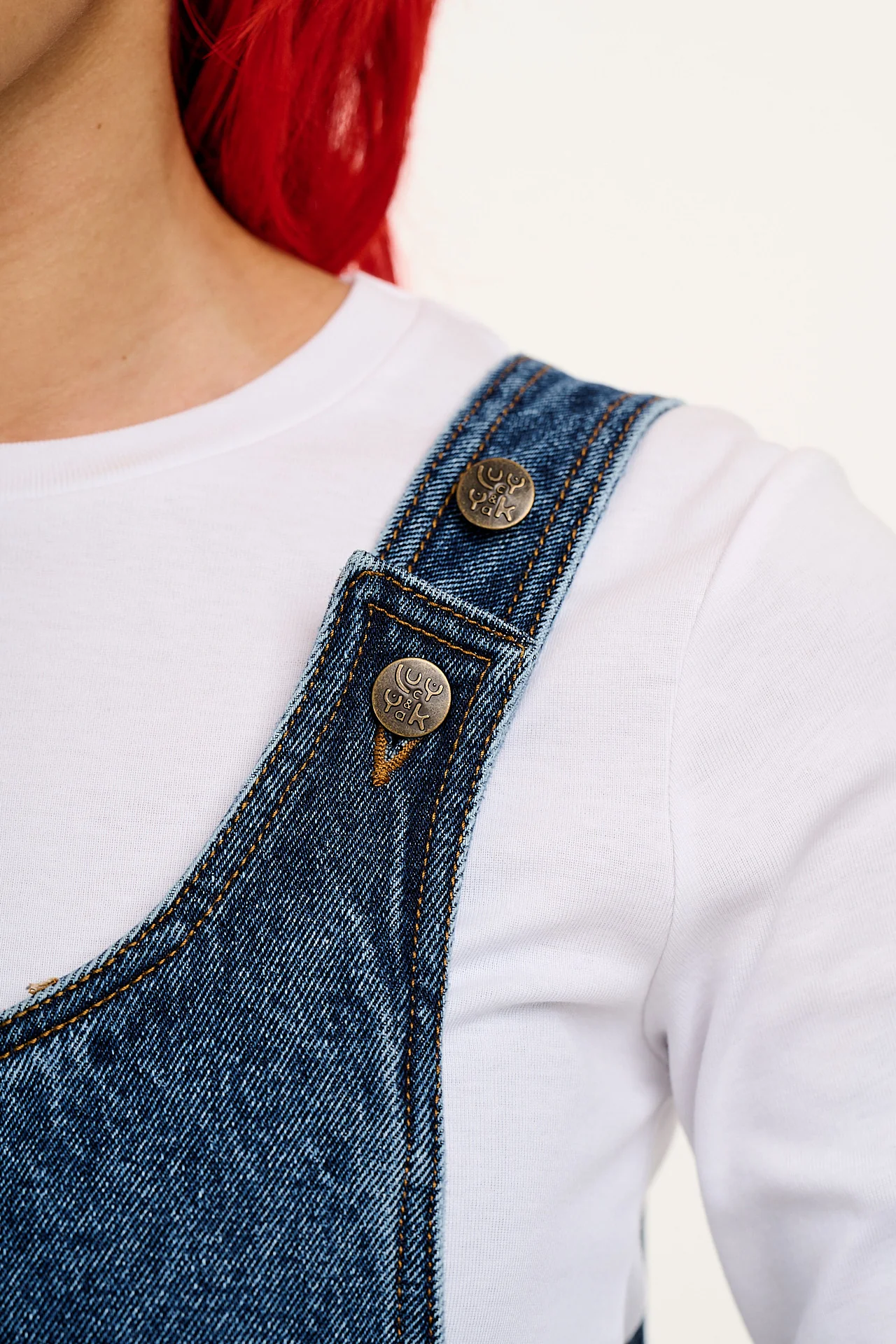 Layla - Mini Denim Dress in Mid Wash Blue