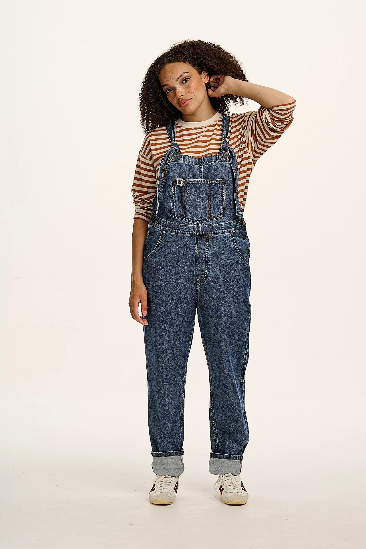 Murat - Long Sleeve Lightweight Cotton & Hemp Tee in Amber & Ecru Stripe