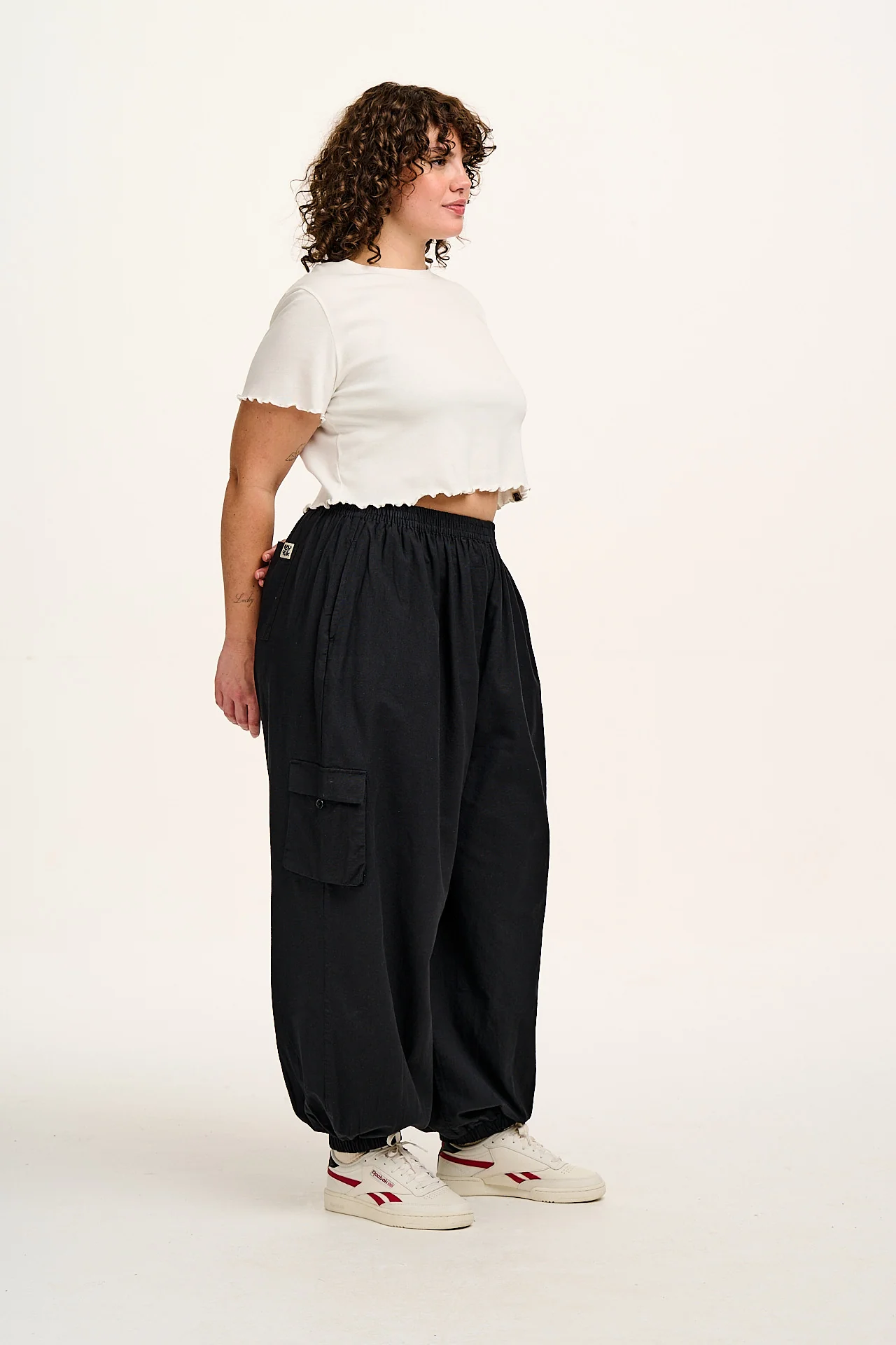 Rumi - Wide Leg Cotton & Linen Trousers in Black