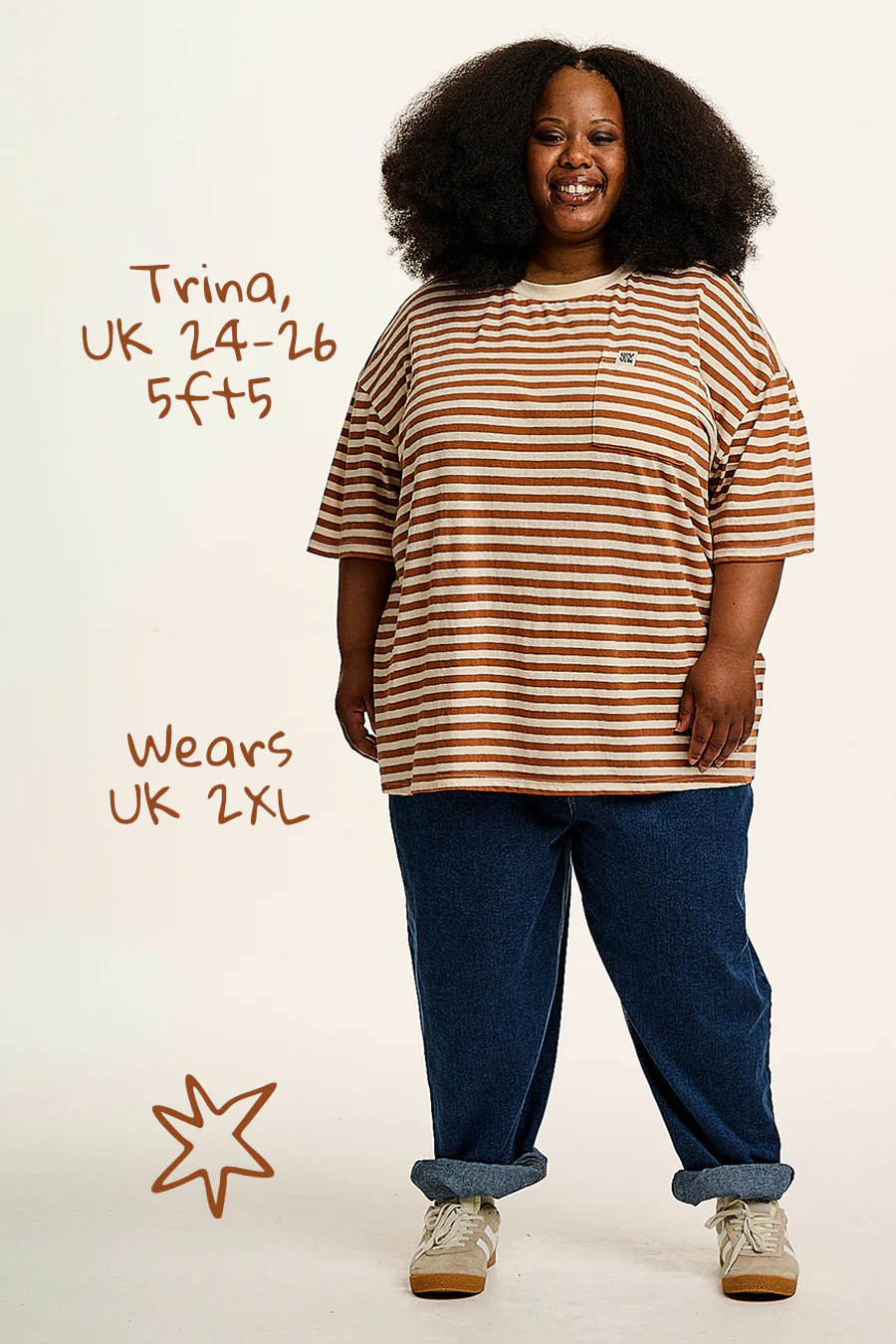 Toulon - Short Sleeve Pocket Tee in Amber & Ecru Stripe