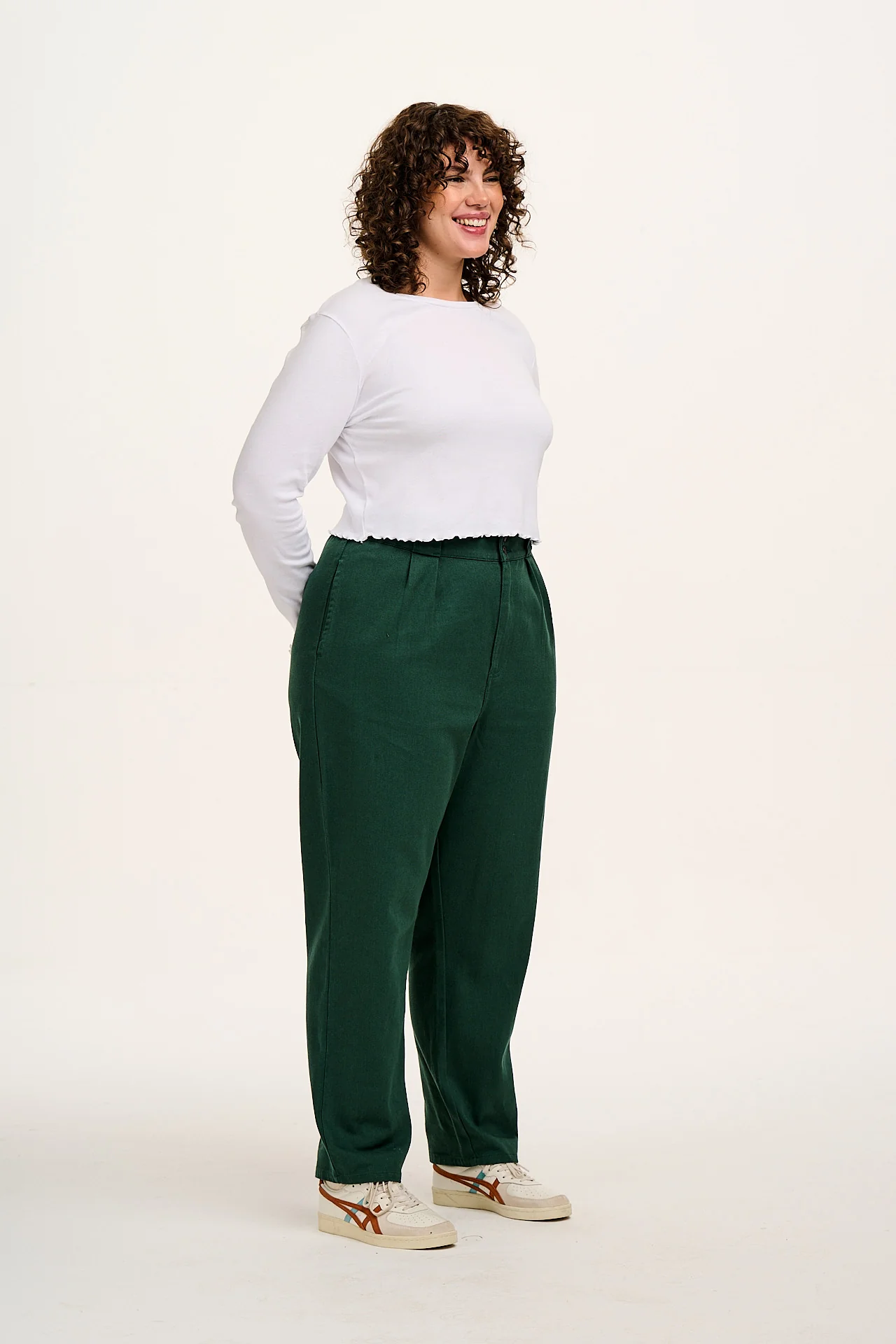 Addison - Cotton Jeans in Posy Green