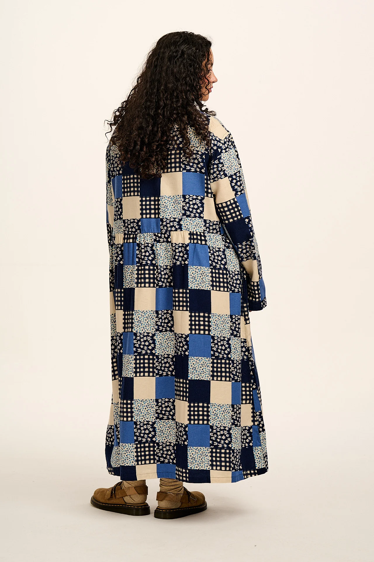 Micah - Midi Dress in Inked Blue Patchwork