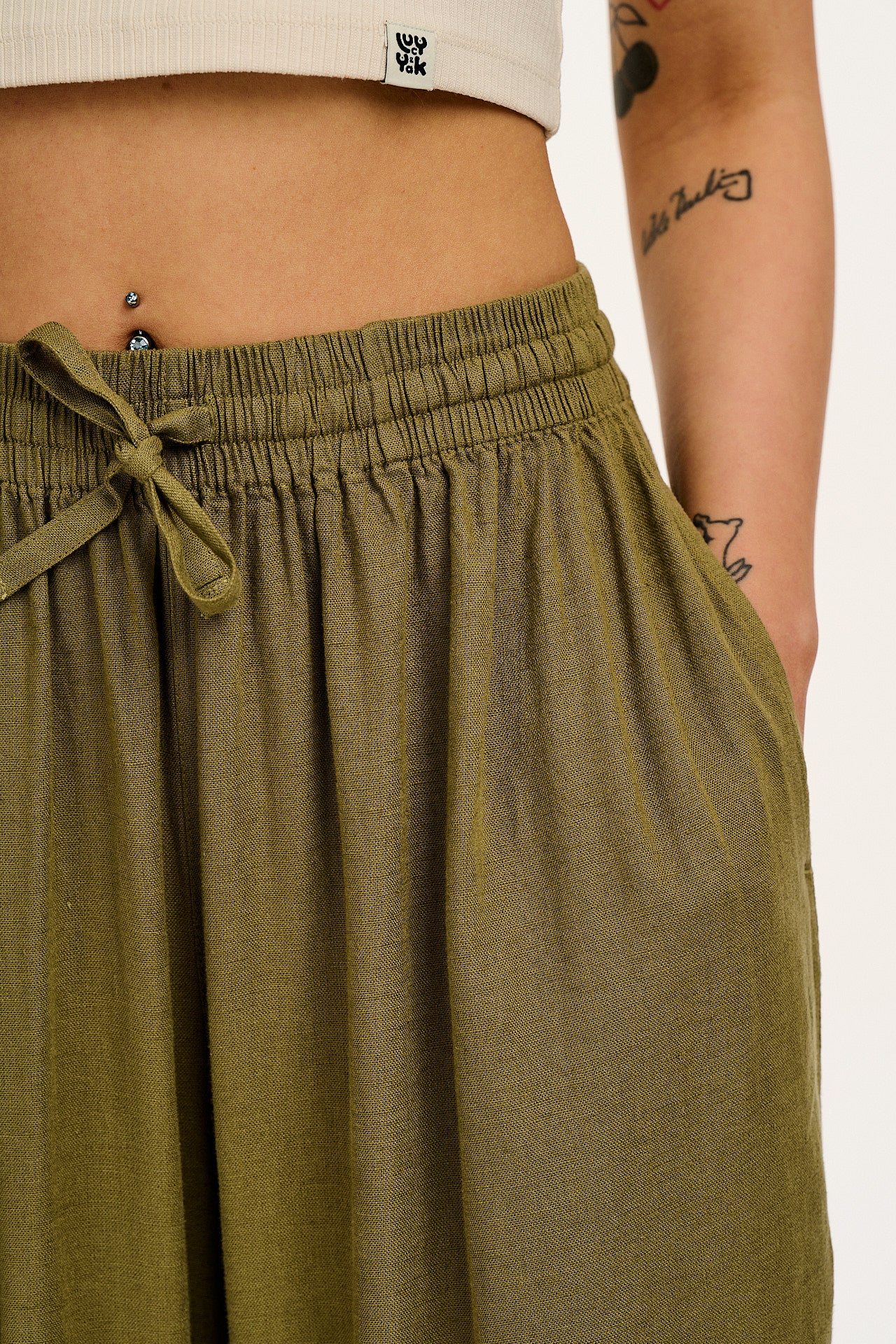 Mylo - Wide Leg Trousers in Herb Garden Green