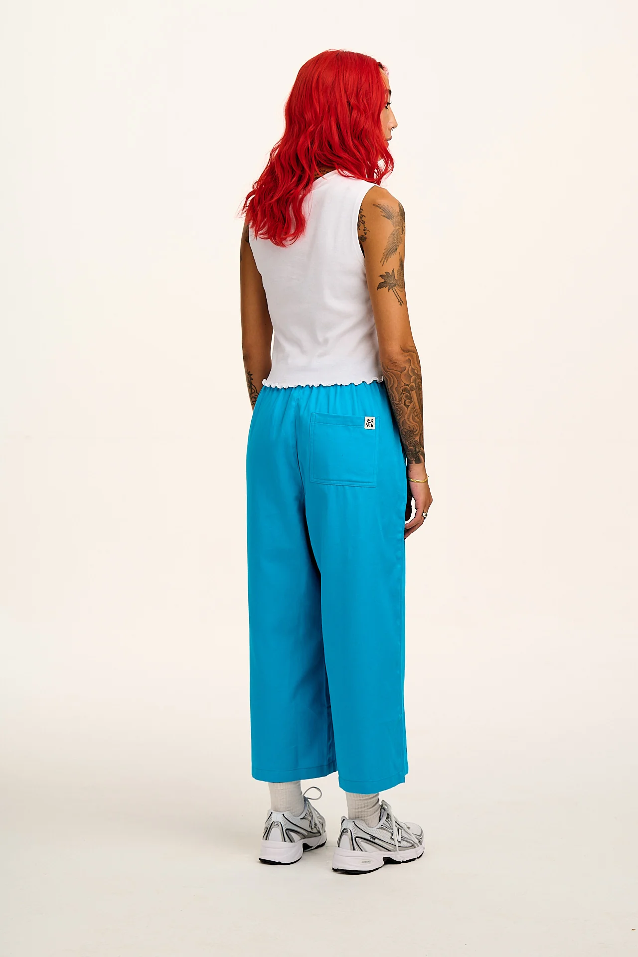 Chuck - Wide Leg Cotton Trousers in Hawaiian Blue