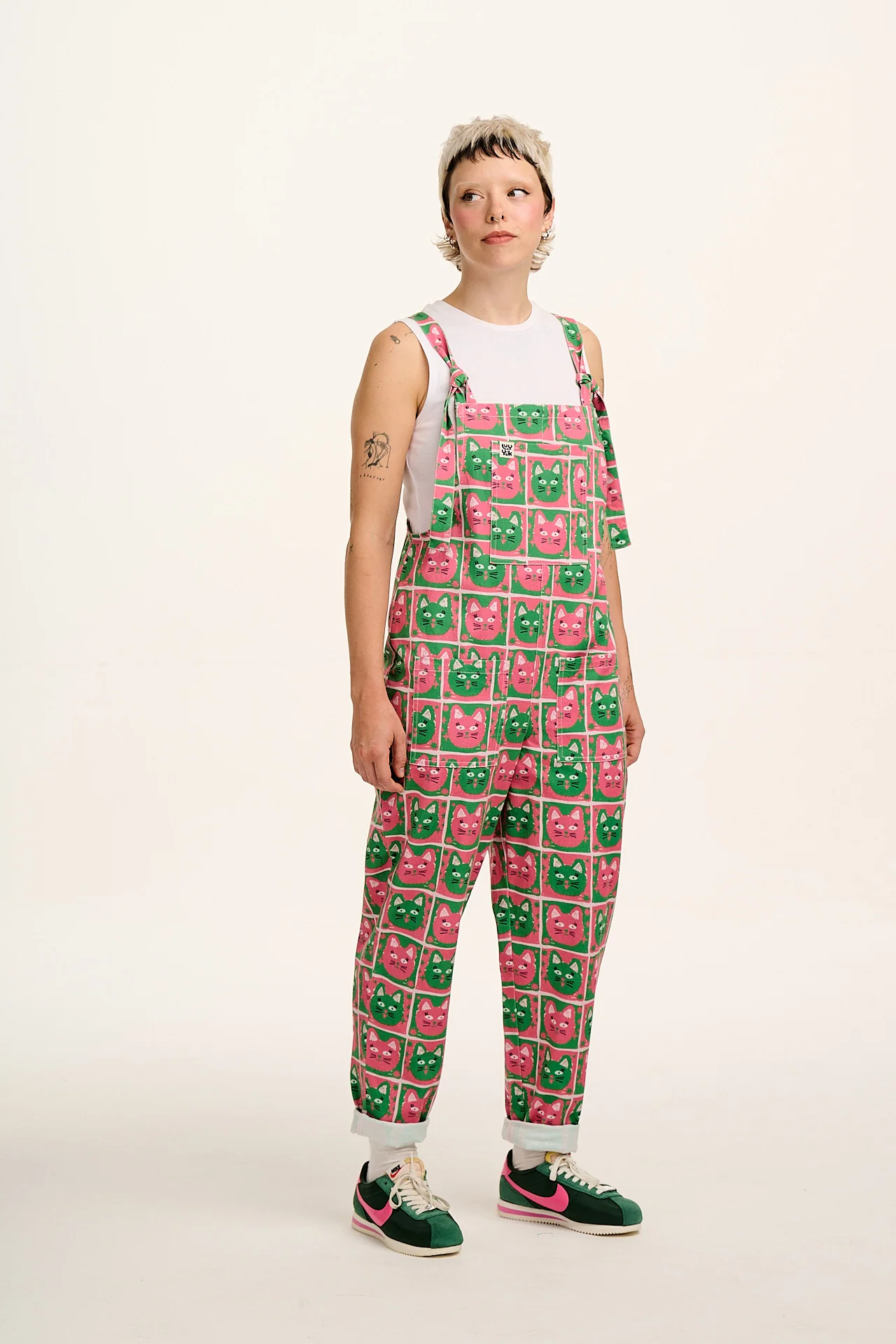 L.E Original - Cotton Dungarees in Cat Print