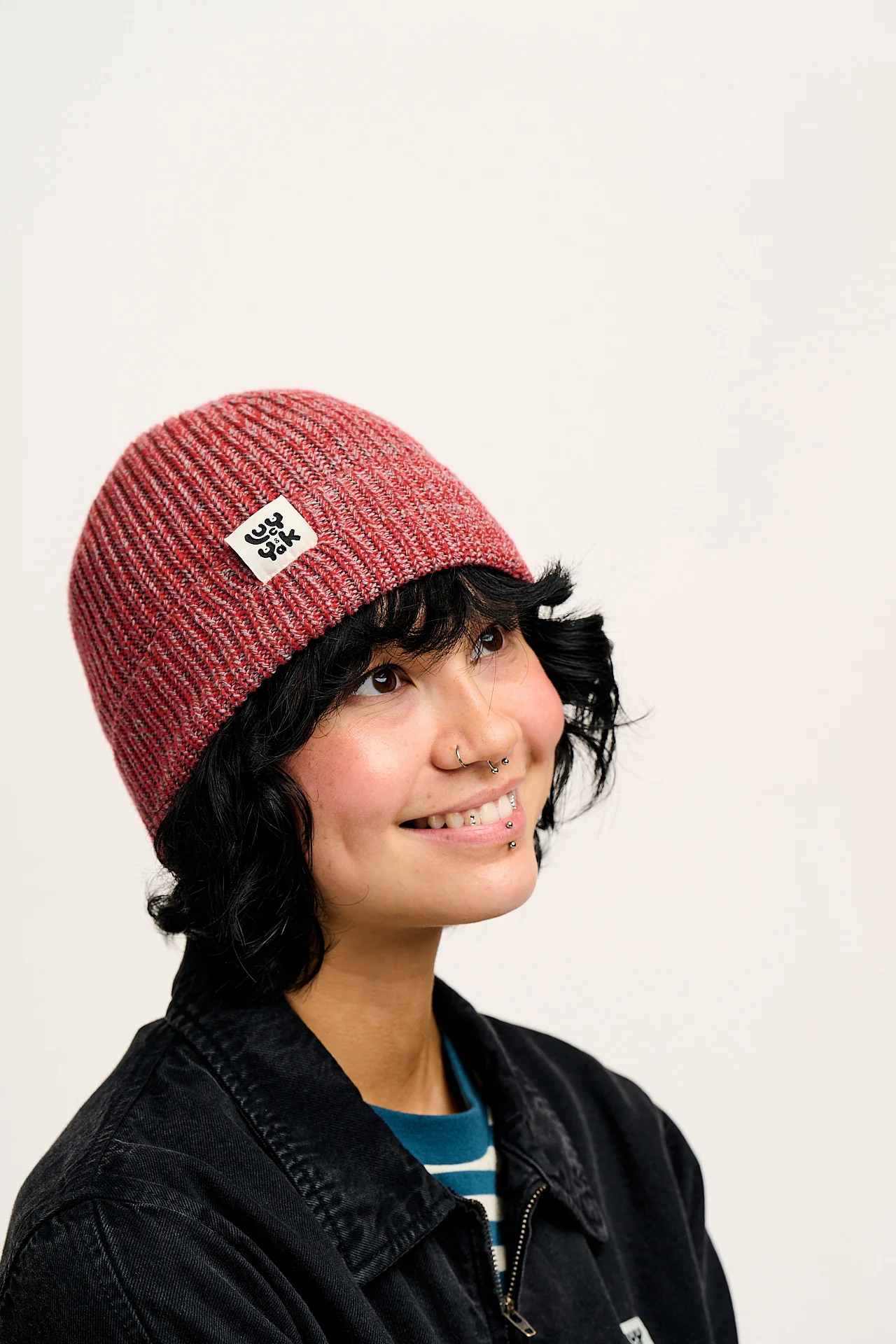 Luca - Knitted Cotton Beanie in Red