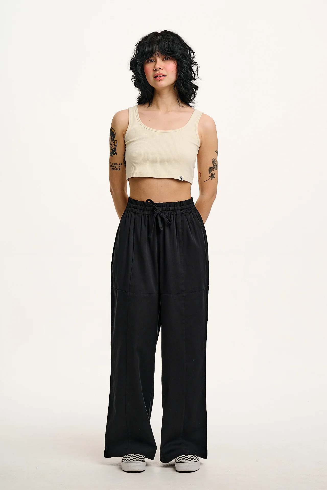 Norris - Cotton Trousers in Black
