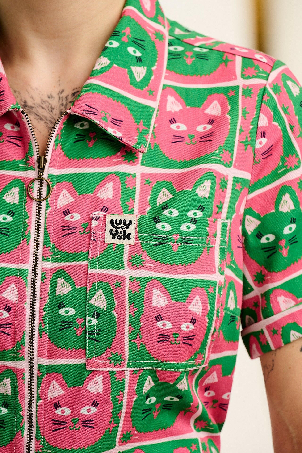 L.E Ragan - Organic Cotton Jumpsuit in Cat Print