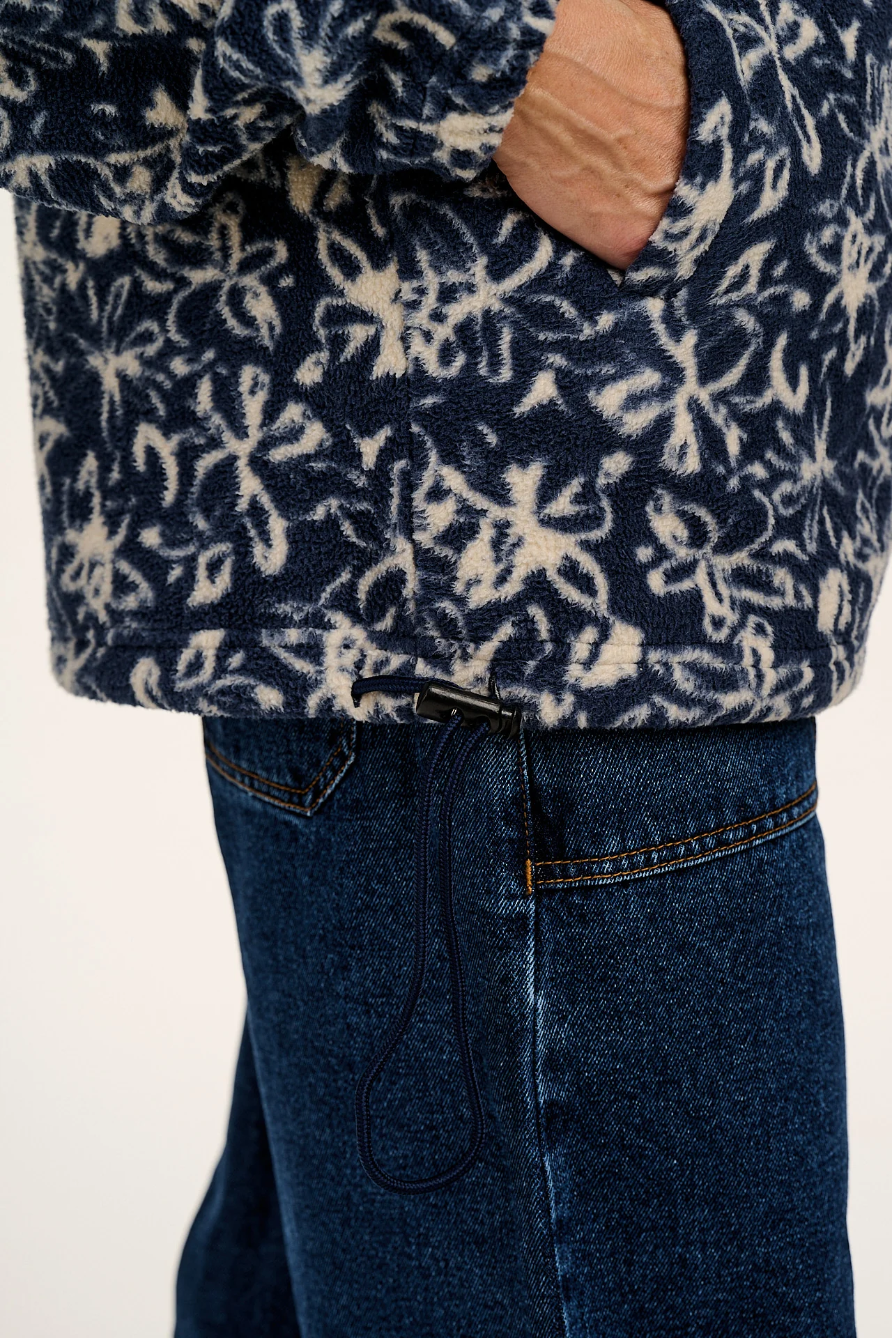 Stevie - Polar Fleece in Inked Blue Floral Print