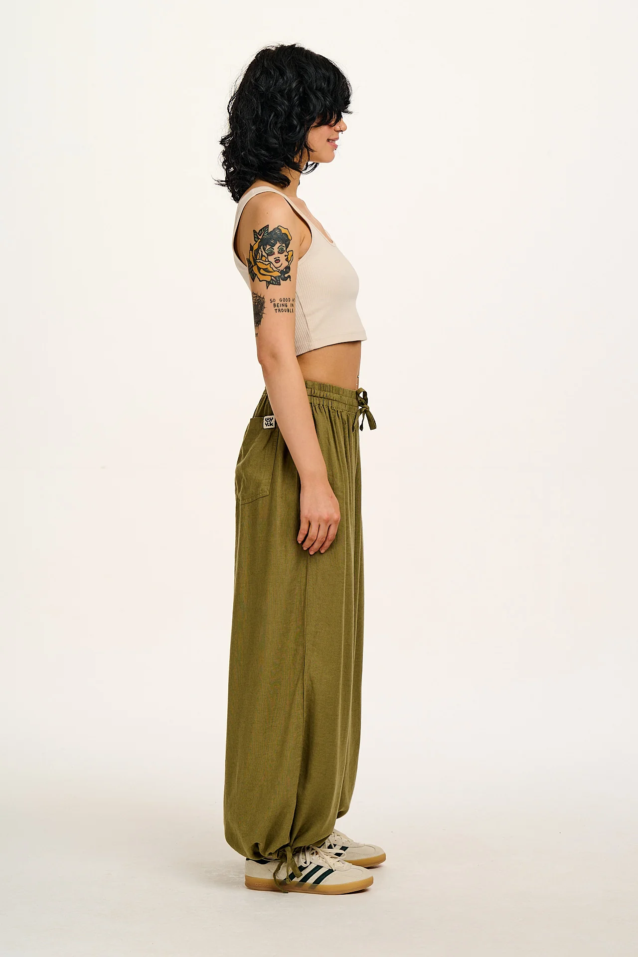 Mylo - Wide Leg Trousers in Herb Garden Green