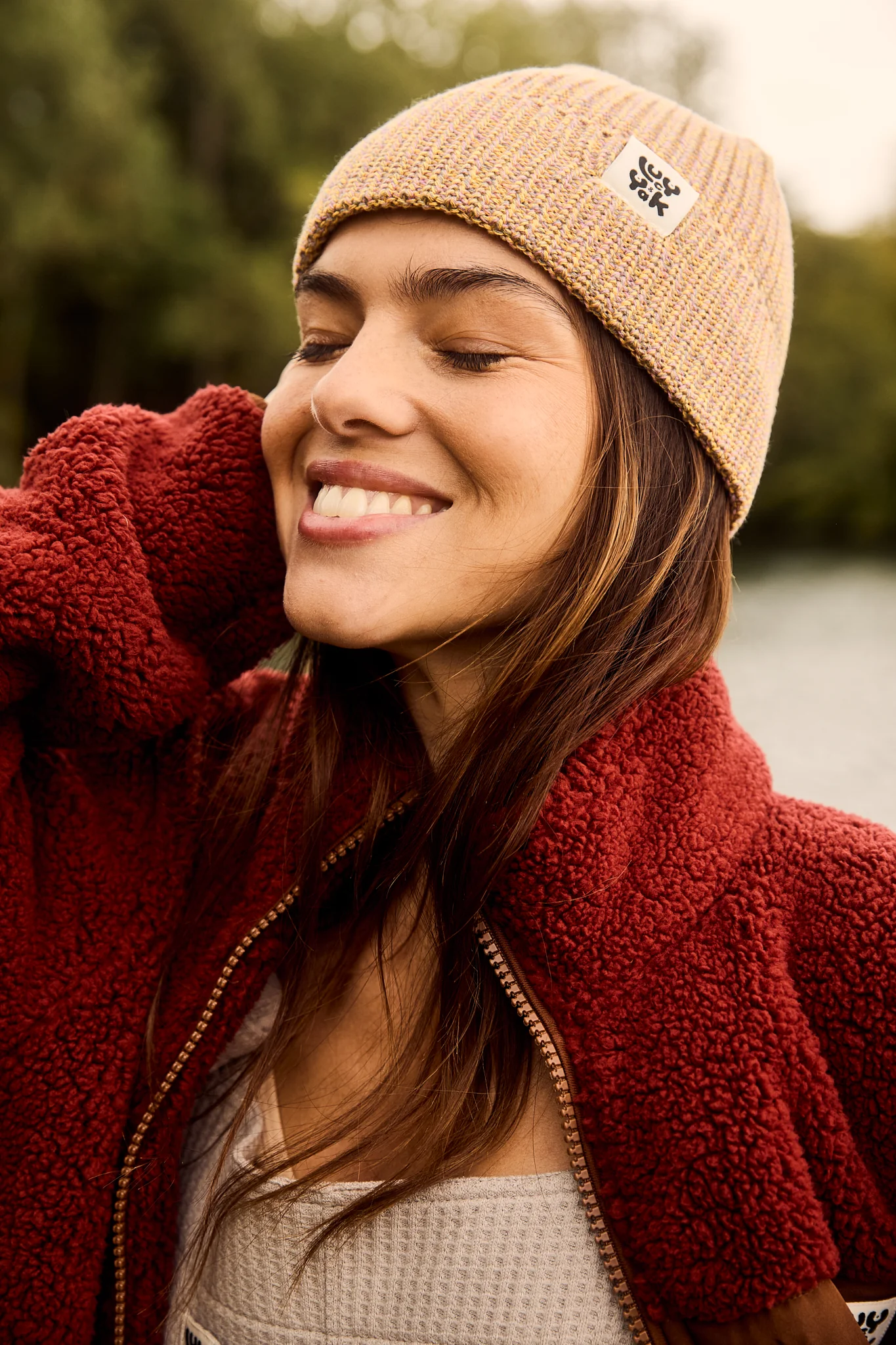 Luca - Knitted Cotton Beanie in Yellow Space Dye