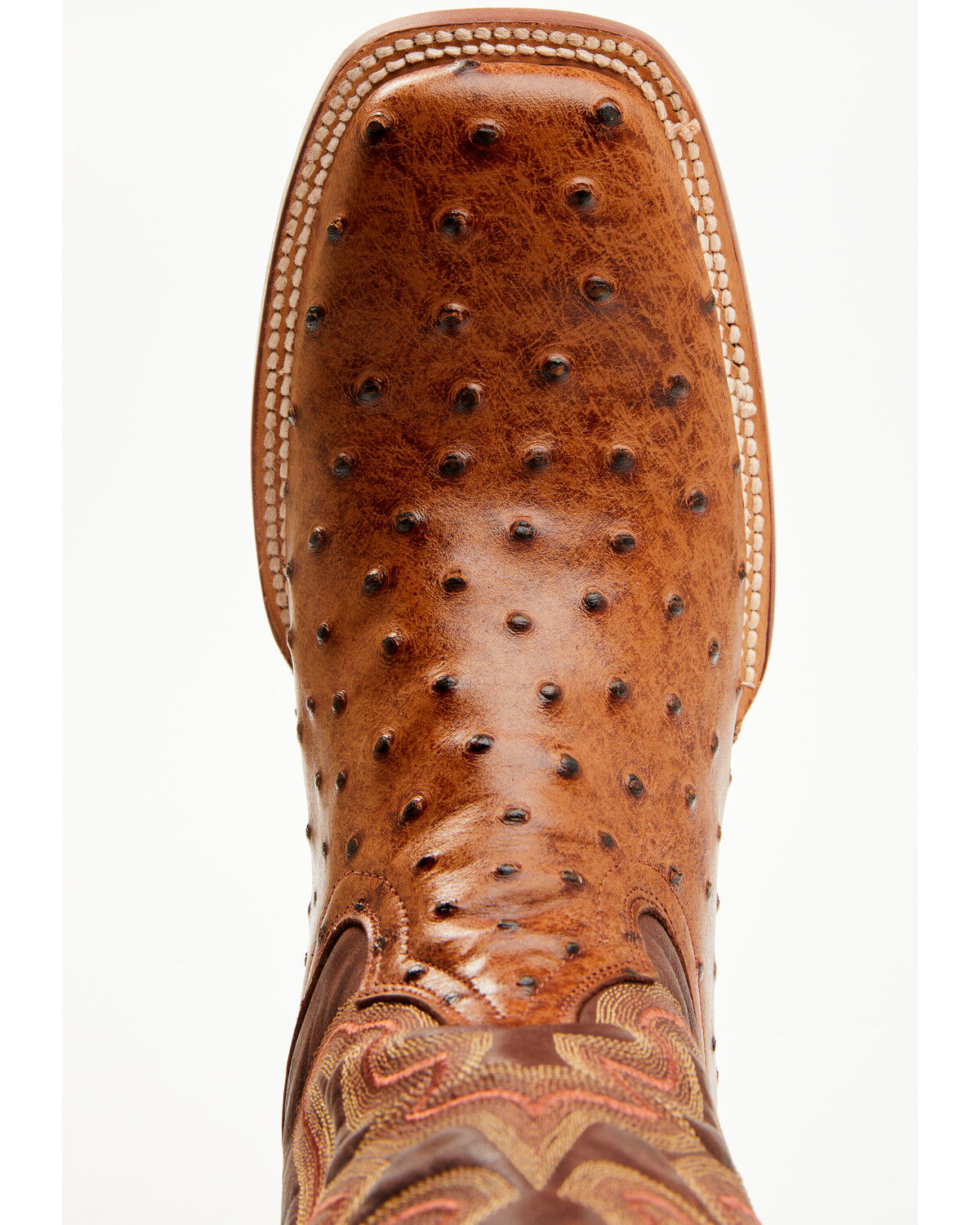 Tanner Mark Men's Ostrich Print Western Boots - Broad Square Toe