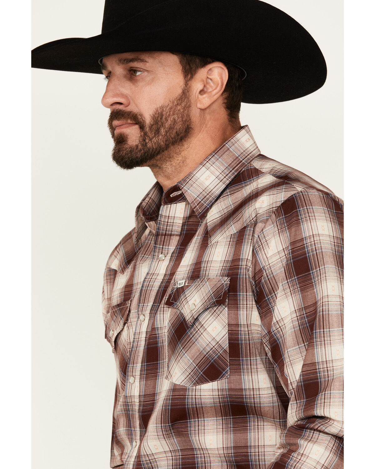 Ely Walker Men's Plaid Print Long Sleeve Pearl Snap Western Shirt