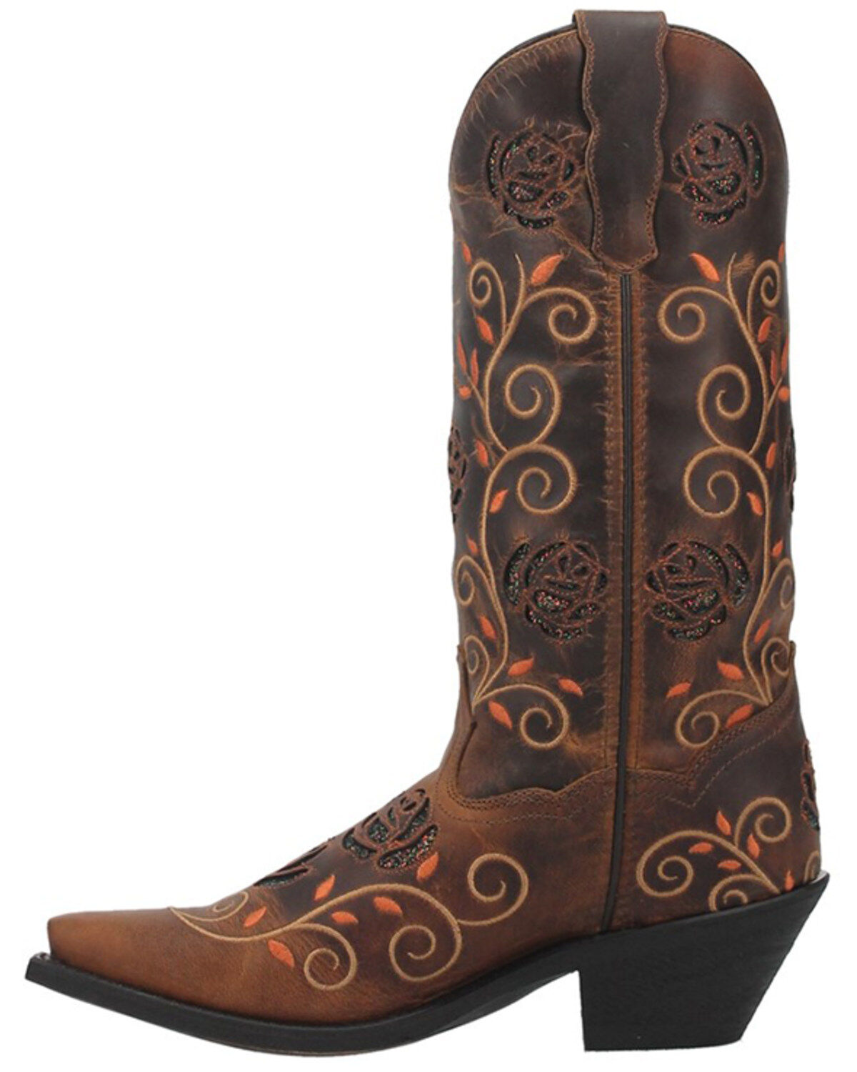 Laredo Women's Embroidered Leaf Western Performance Boots - Snip Toe