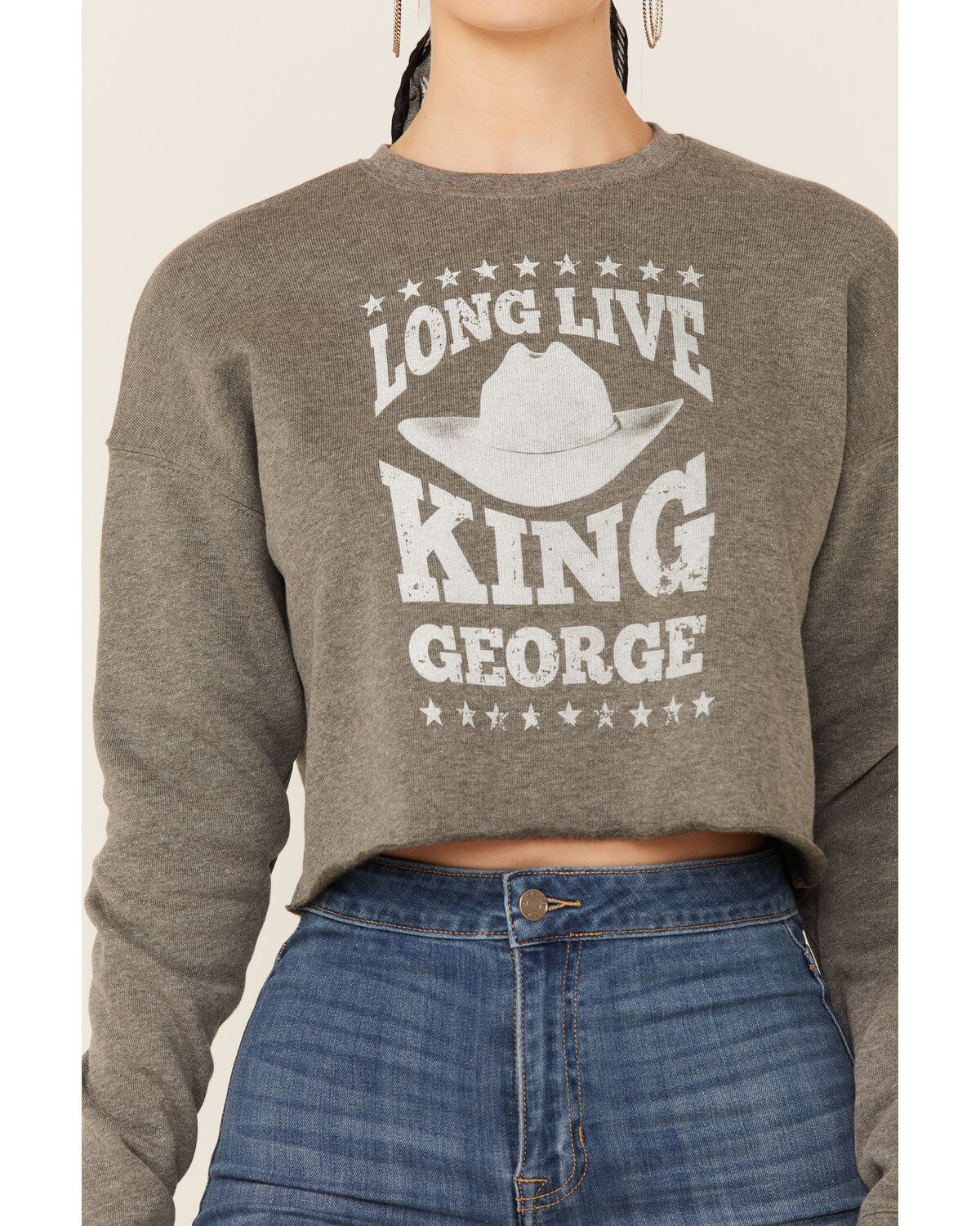 Ruby's Rubbish Women's Heather Gray Long Live King George Graphic Sweatshirt