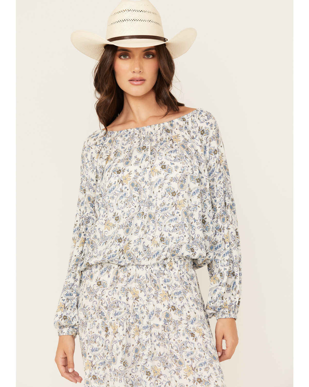 Wild Moss Women's Paisley Print Long Sleeve Top