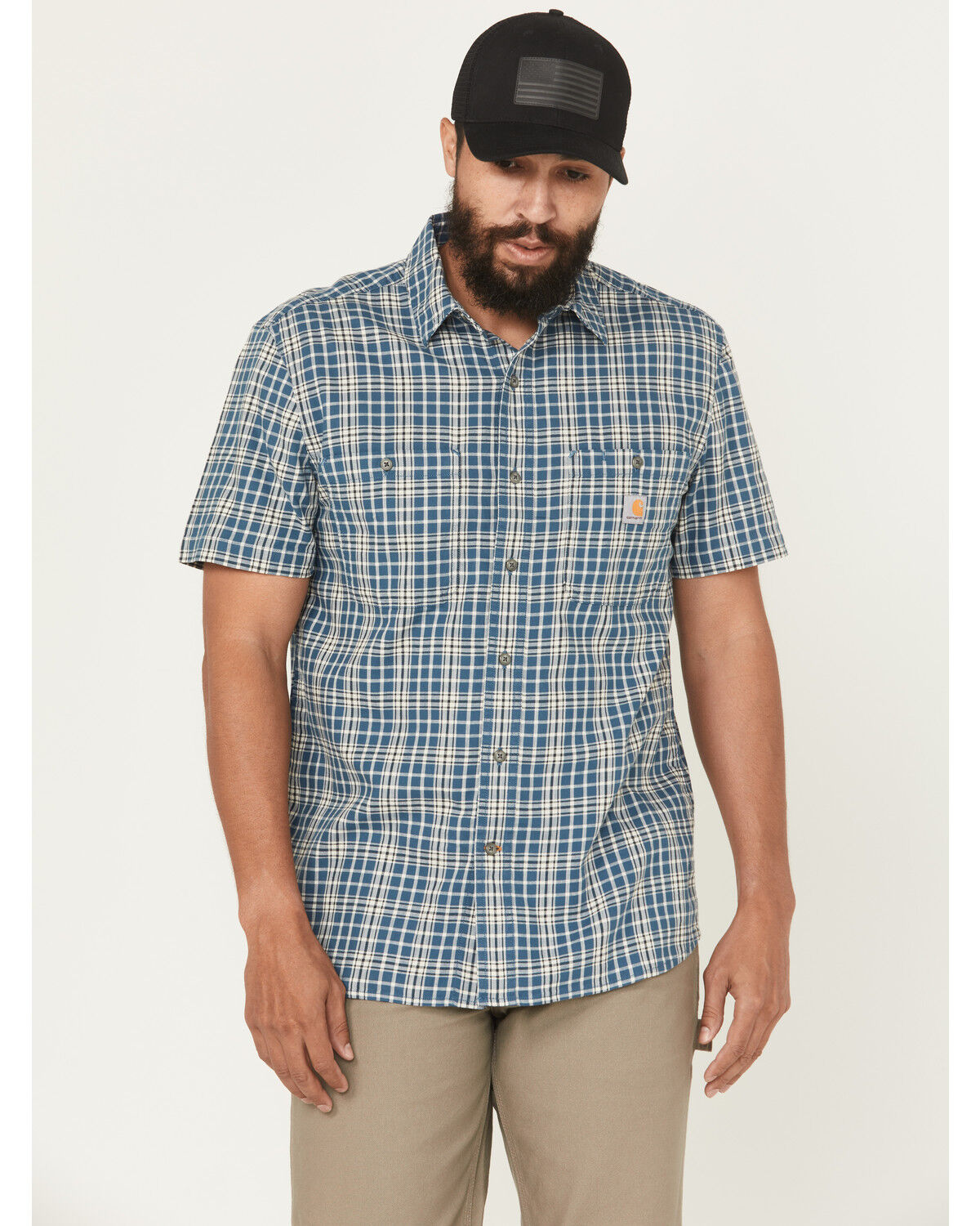 Carhartt Men's Rugged FleX™ Relaxed Fit Lightweight Plaid Print Short Sleeve Button-Down Work Shirt