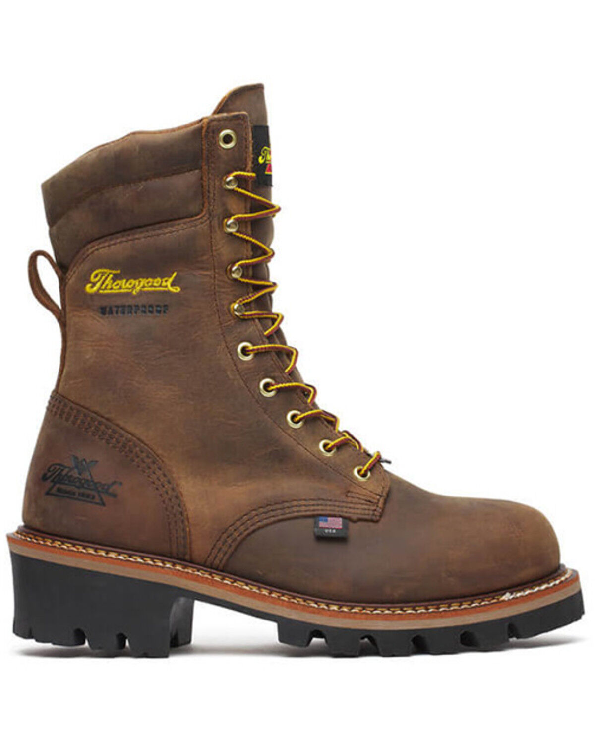 Thorogood Men's Logger Series 9" Stud Horse Waterproof Work Boots - Soft Toe