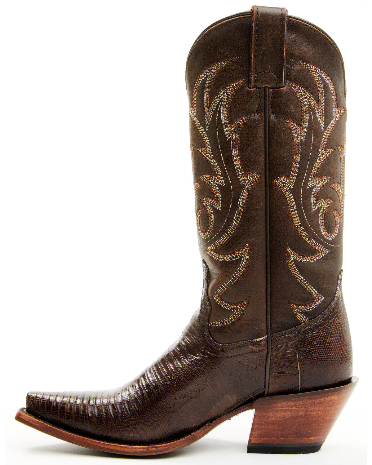 Shyanne Women's Cocoa Exotic Lizard Western Boots - Snip Toe