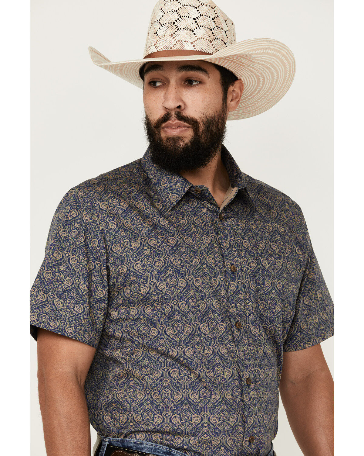 Gibson Trading Co Men's Rain Down Medallion Print Short Sleeve Button-Down Western Shirt