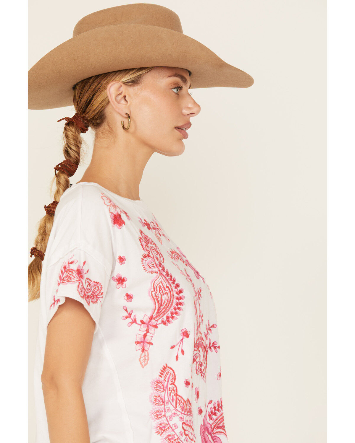 Johnny Was Women's Raw Detail Swing Short Sleeve Tee