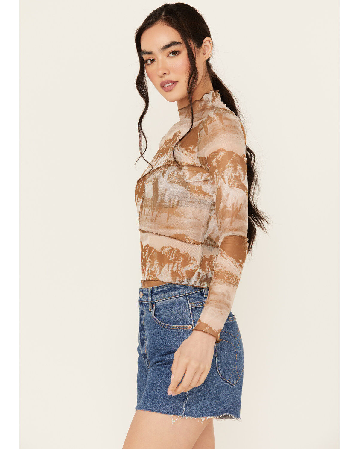 Rock & Roll Denim Women's Boot Barn Exclusive Printed Long Sleeve Mesh Top