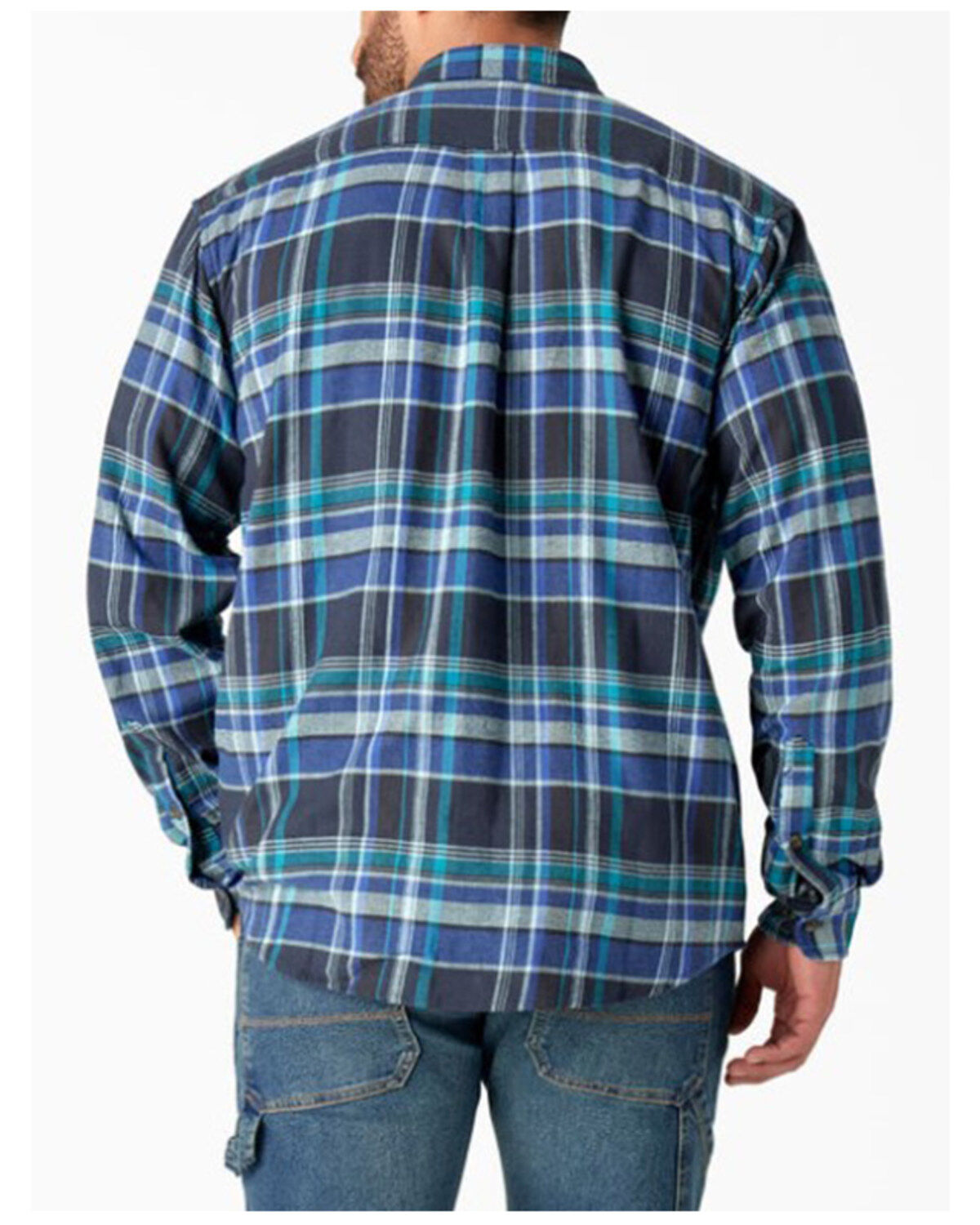 Dickies Men's Flex Plaid Print Long Sleeve Button-Down Flannel Work Shirt
