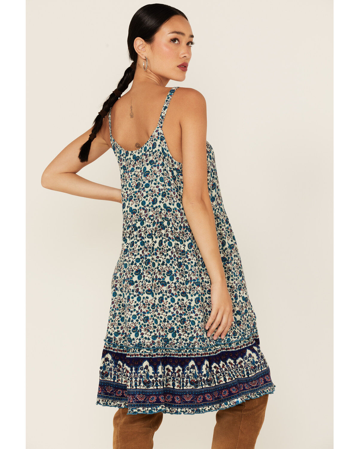 Bila Women's Floral Border Print Sleeveless Mini Sundress