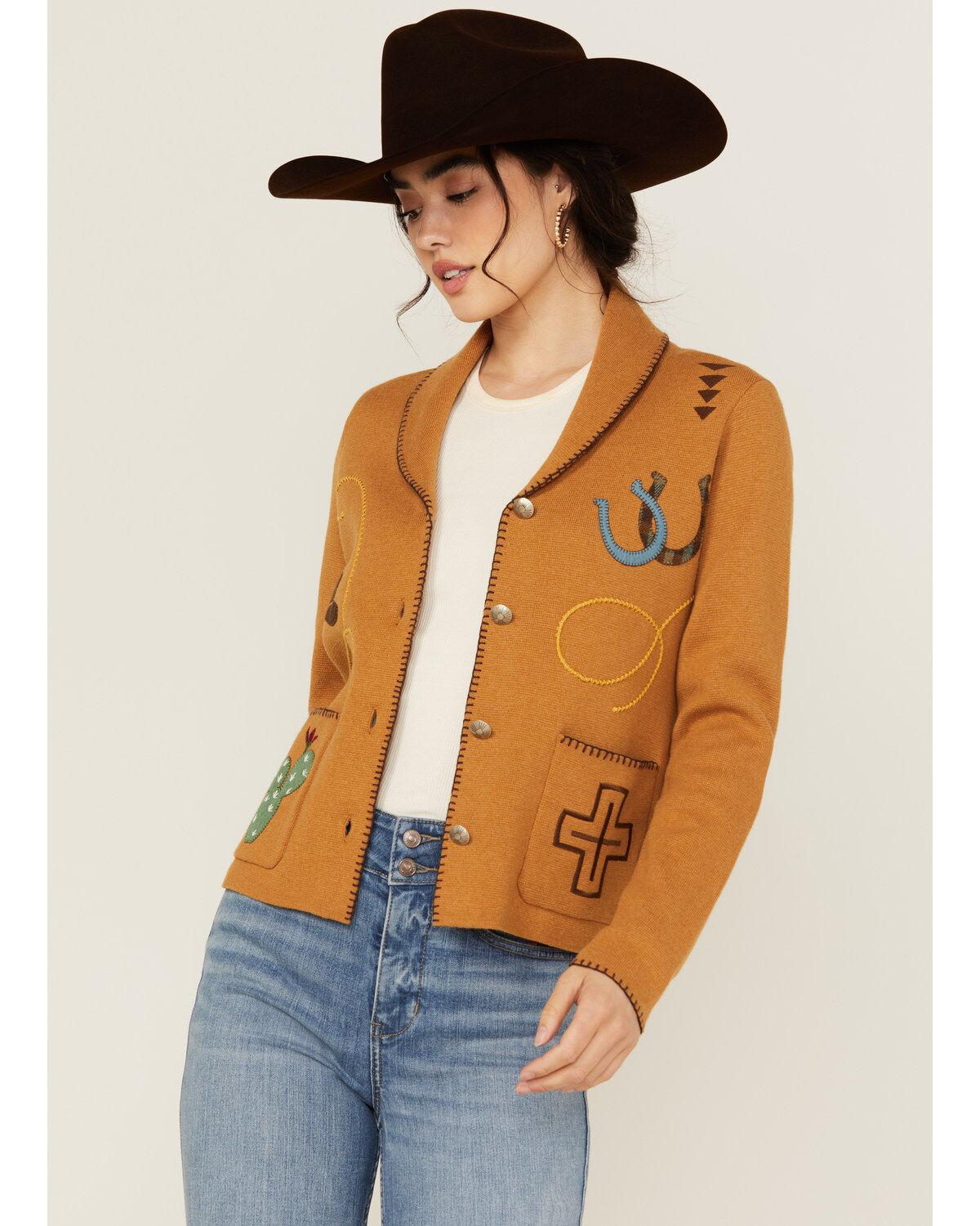 Pendleton Women's Conversational Print Embroidered Cardigan