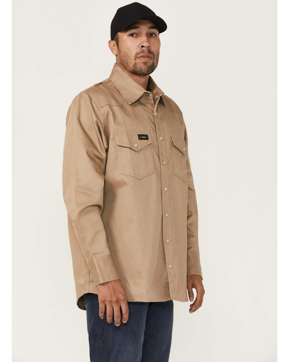 Forge Workwear Men's FR Solid Long Sleeve Snap Work Shirt